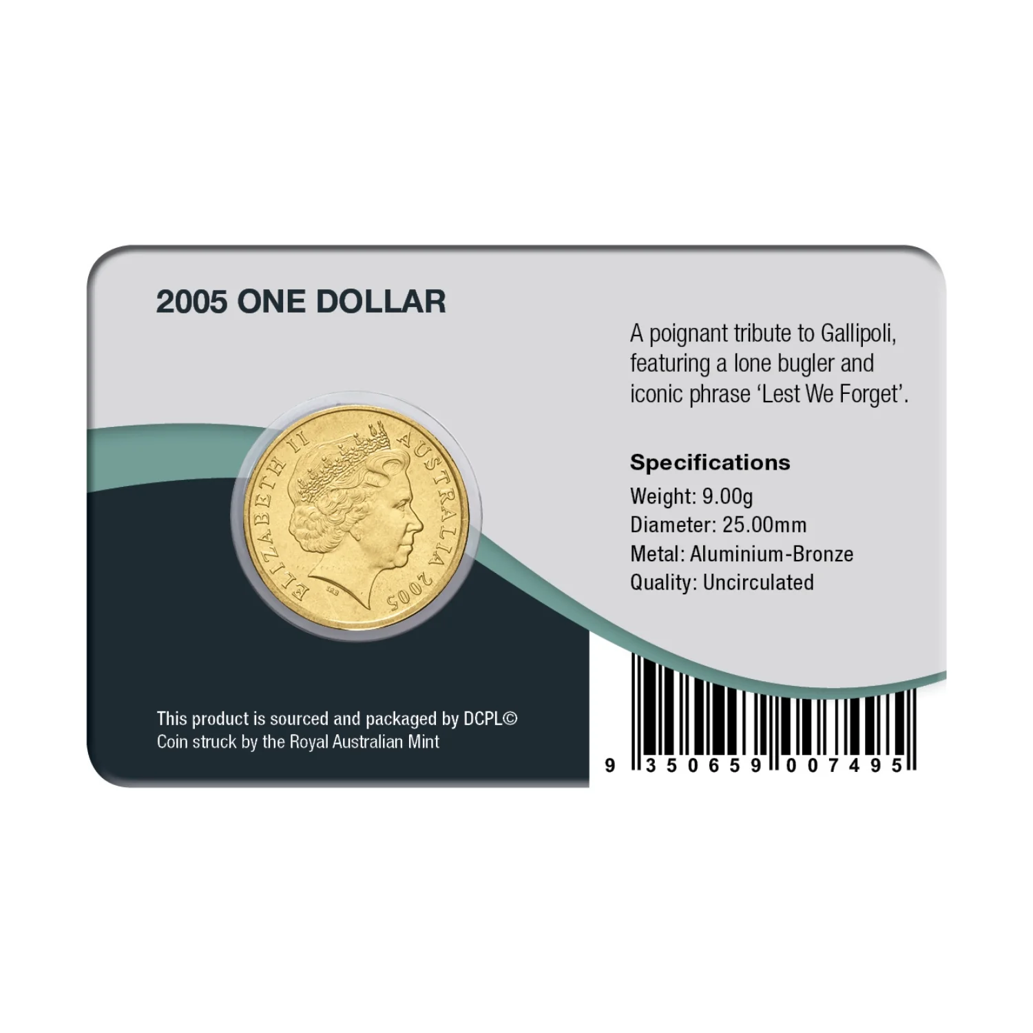 Australia Gallipoli 2005 $1 Aluminium-Bronze Uncirculated Coin Pack - Image 2