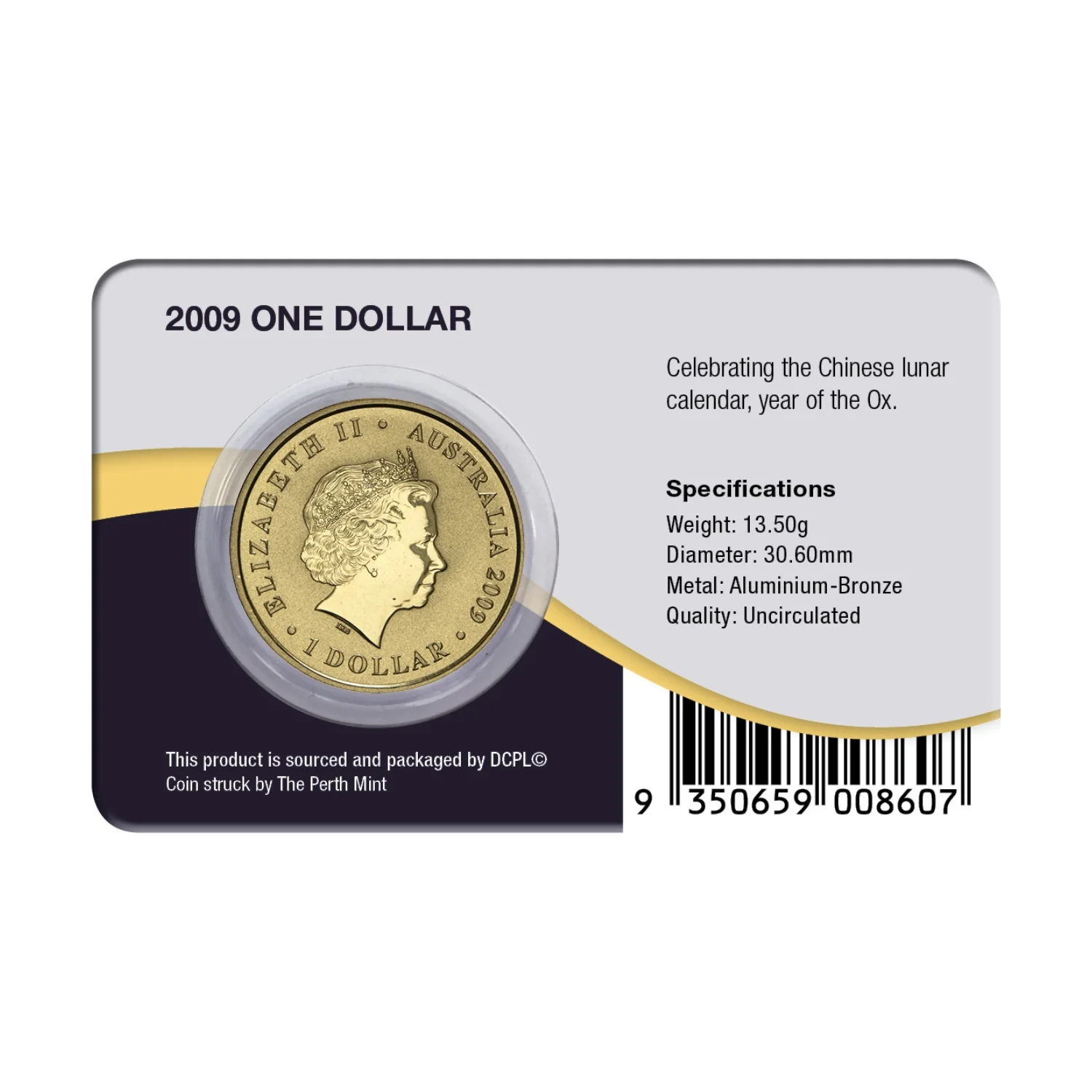 Australia Lunar Year of the Ox 2009 $1 Aluminium-Bronze Uncirculated Coin Pack - Image 2