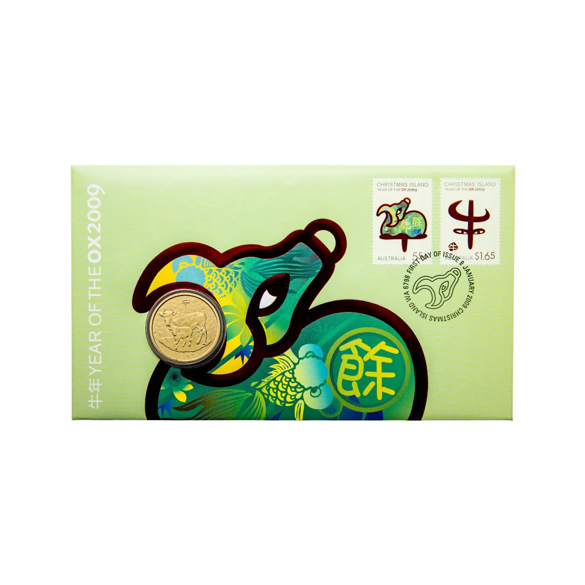 Australia Lunar Year of the Ox 2009 $1 Stamp & Coin Cover