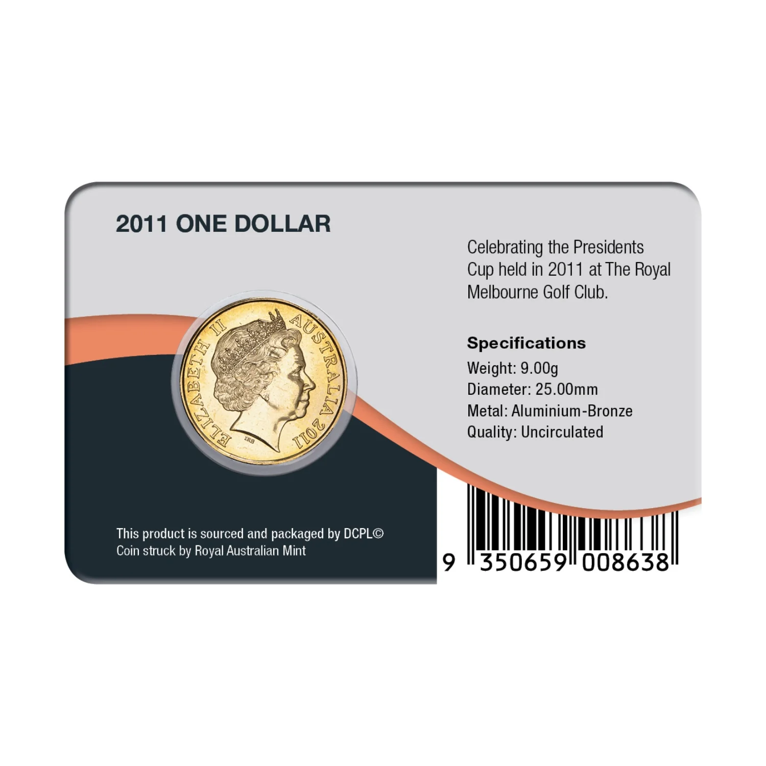 Australia Presidents Cup 2011 $1 Aluminium-Bronze Uncirculated Coin Pack - Image 2