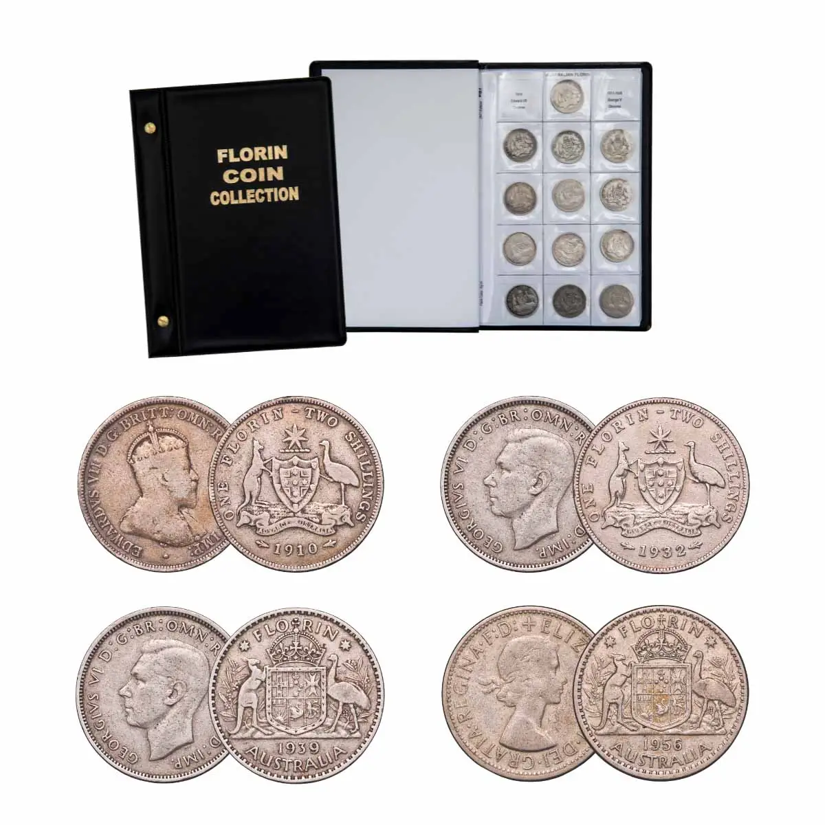 Australia 1910-63 Florin Good-Uncirculated 55-Coin Collection
