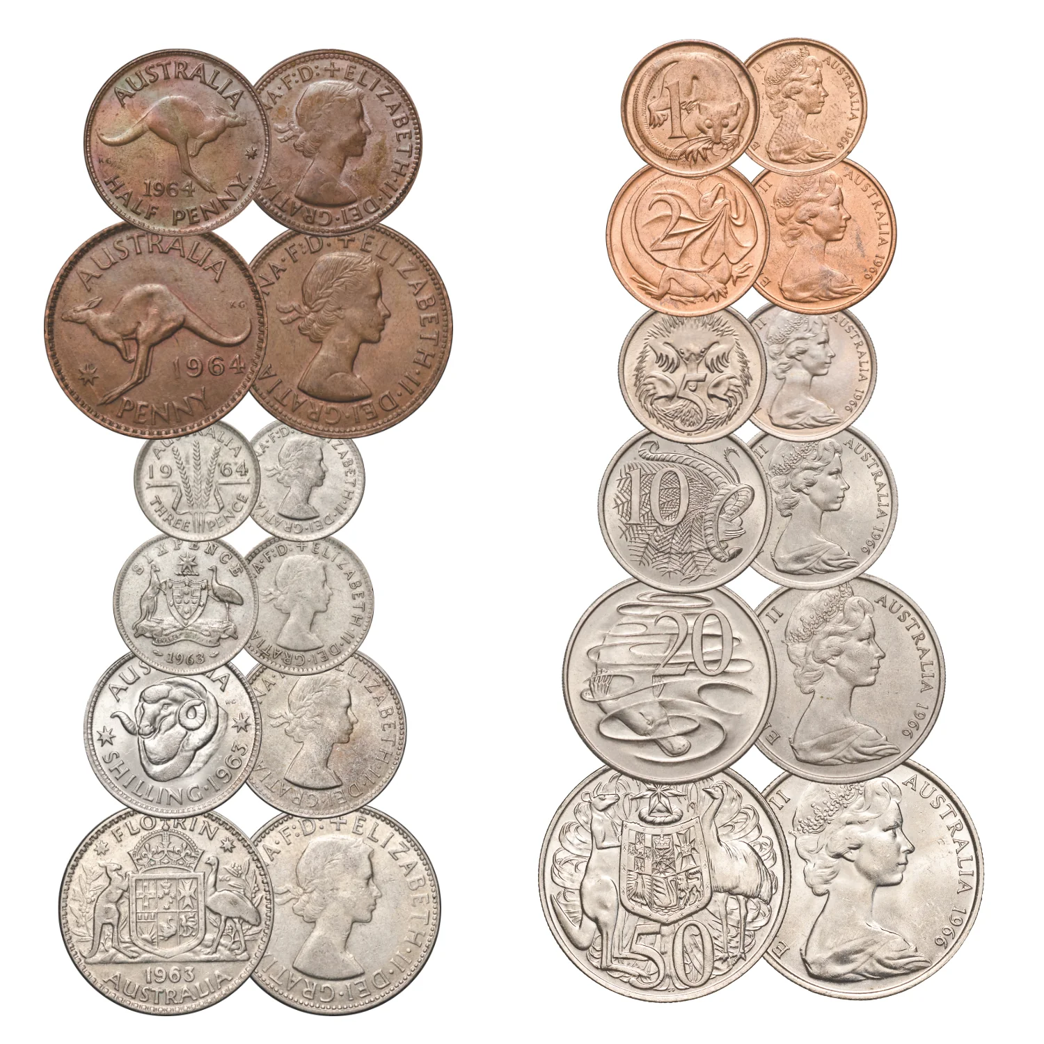 Australia 1963-66 Currency Changeover Premium Uncirculated 12-Coin Collection - Image 4