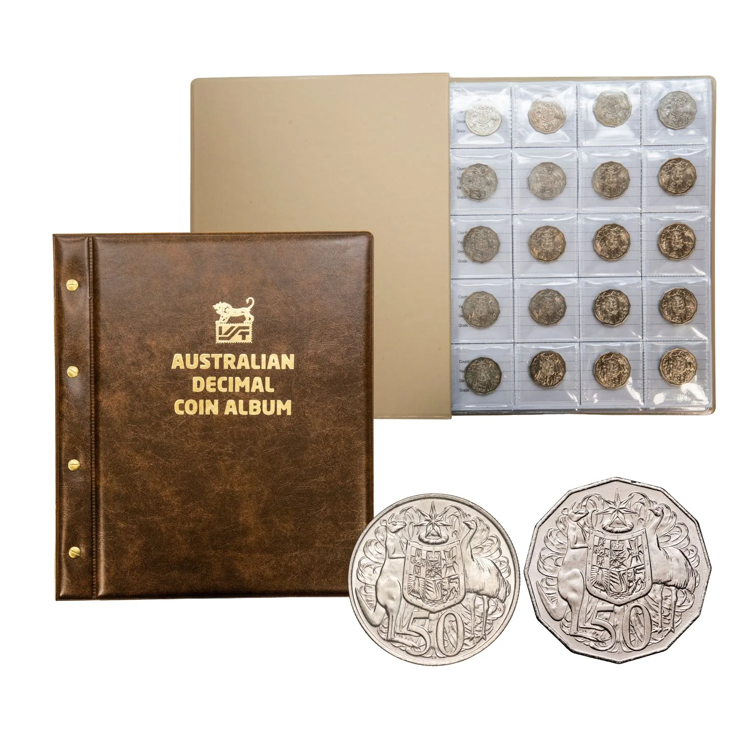 Australia 1966-2025 Complete 50c Coat of Arms 48-Coin Uncirculated Collection - Image 2