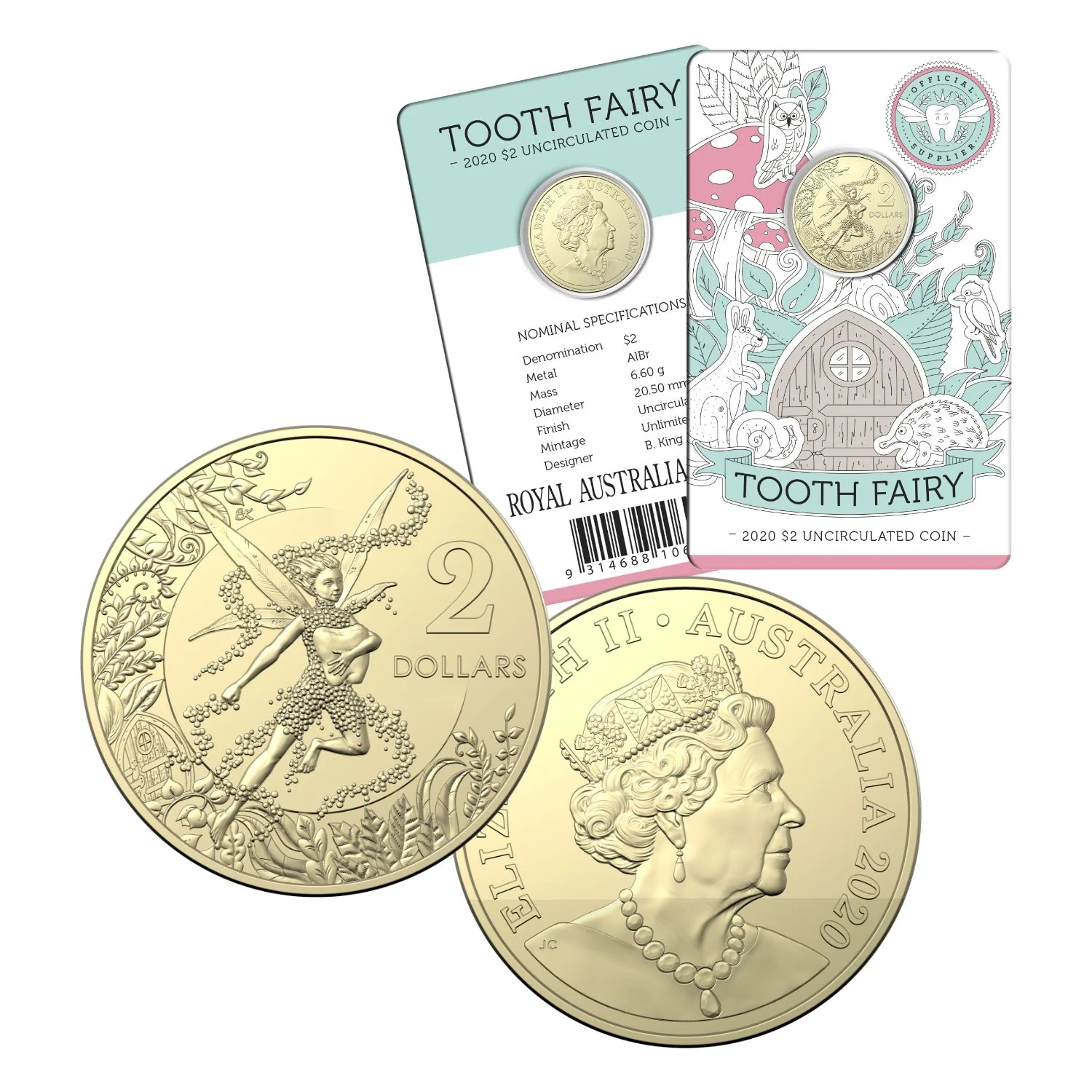 Australia 2020-2024 $2 Tooth Fairy Aluminium-Bronze Uncirculated 5-Coin Bundle - Image 2