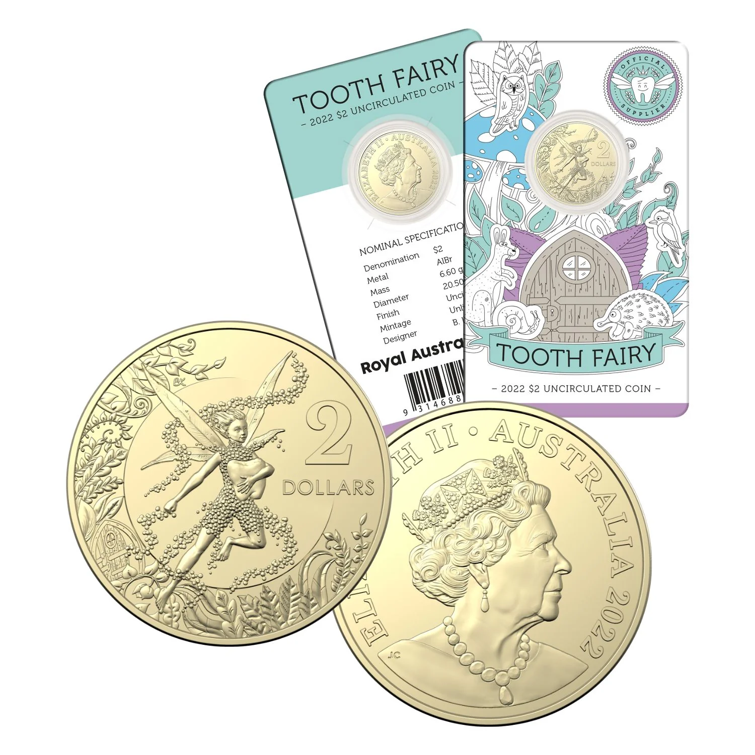Australia 2020-2024 $2 Tooth Fairy Aluminium-Bronze Uncirculated 5-Coin Bundle - Image 4