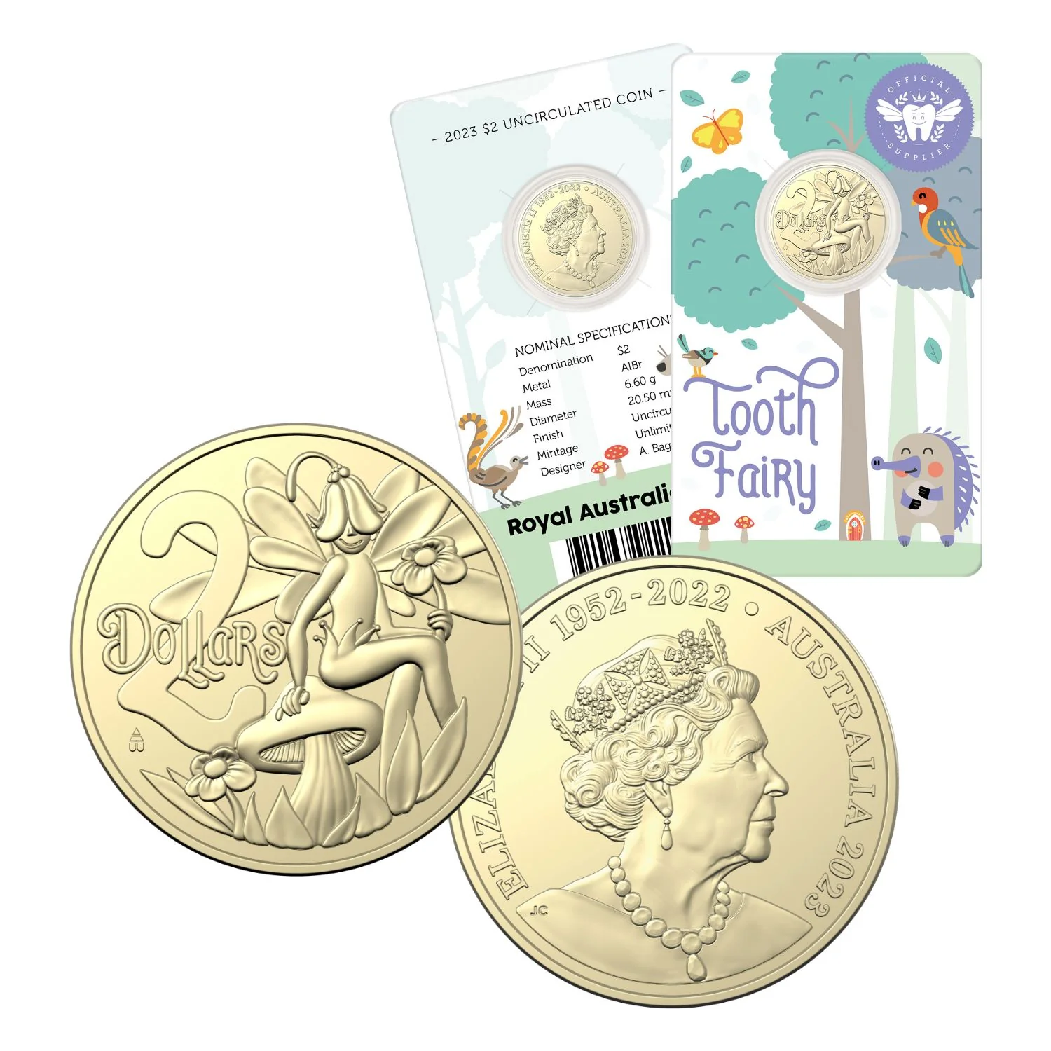 Australia 2020-2024 $2 Tooth Fairy Aluminium-Bronze Uncirculated 5-Coin Bundle - Image 5