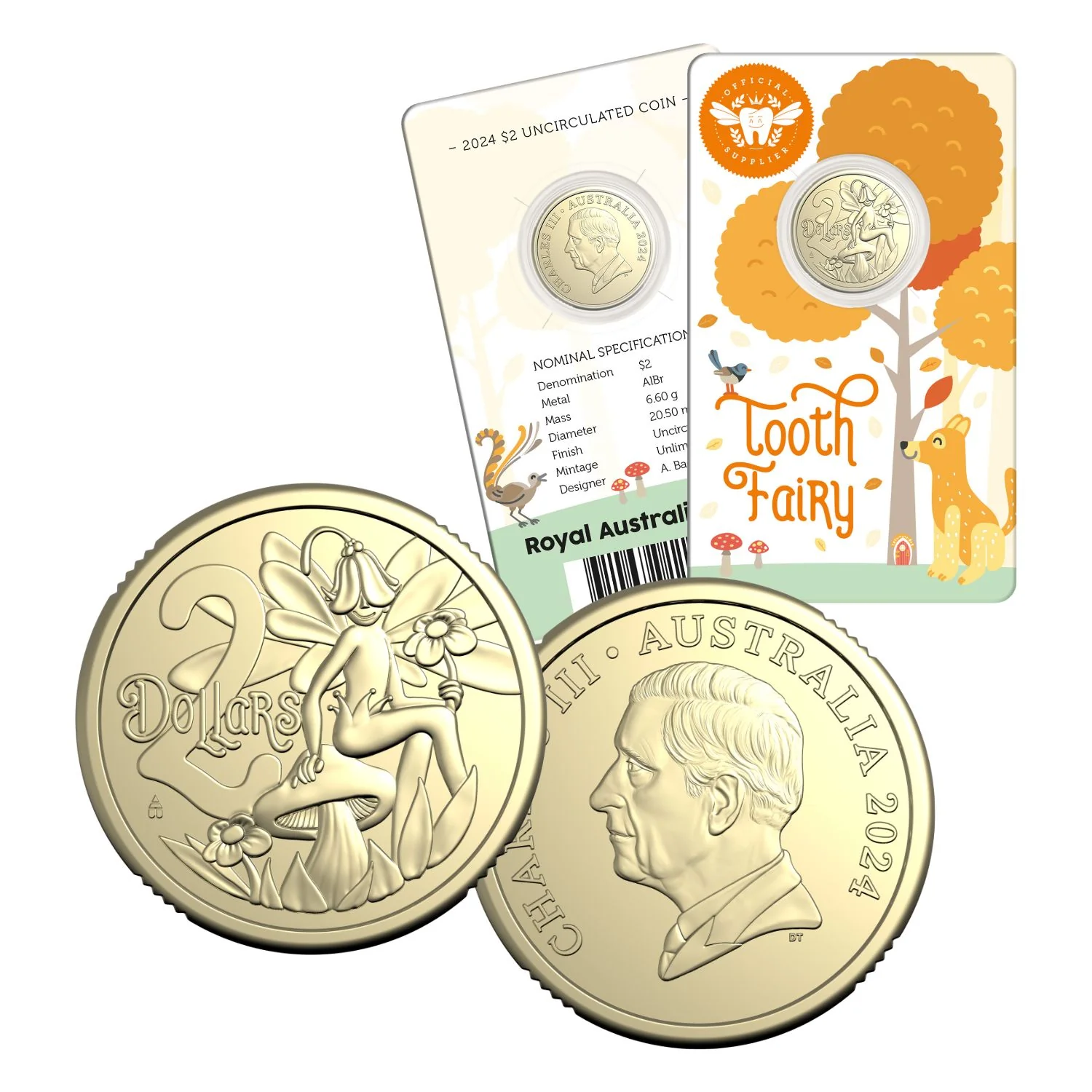 Australia 2020-2024 $2 Tooth Fairy Aluminium-Bronze Uncirculated 5-Coin Bundle - Image 6