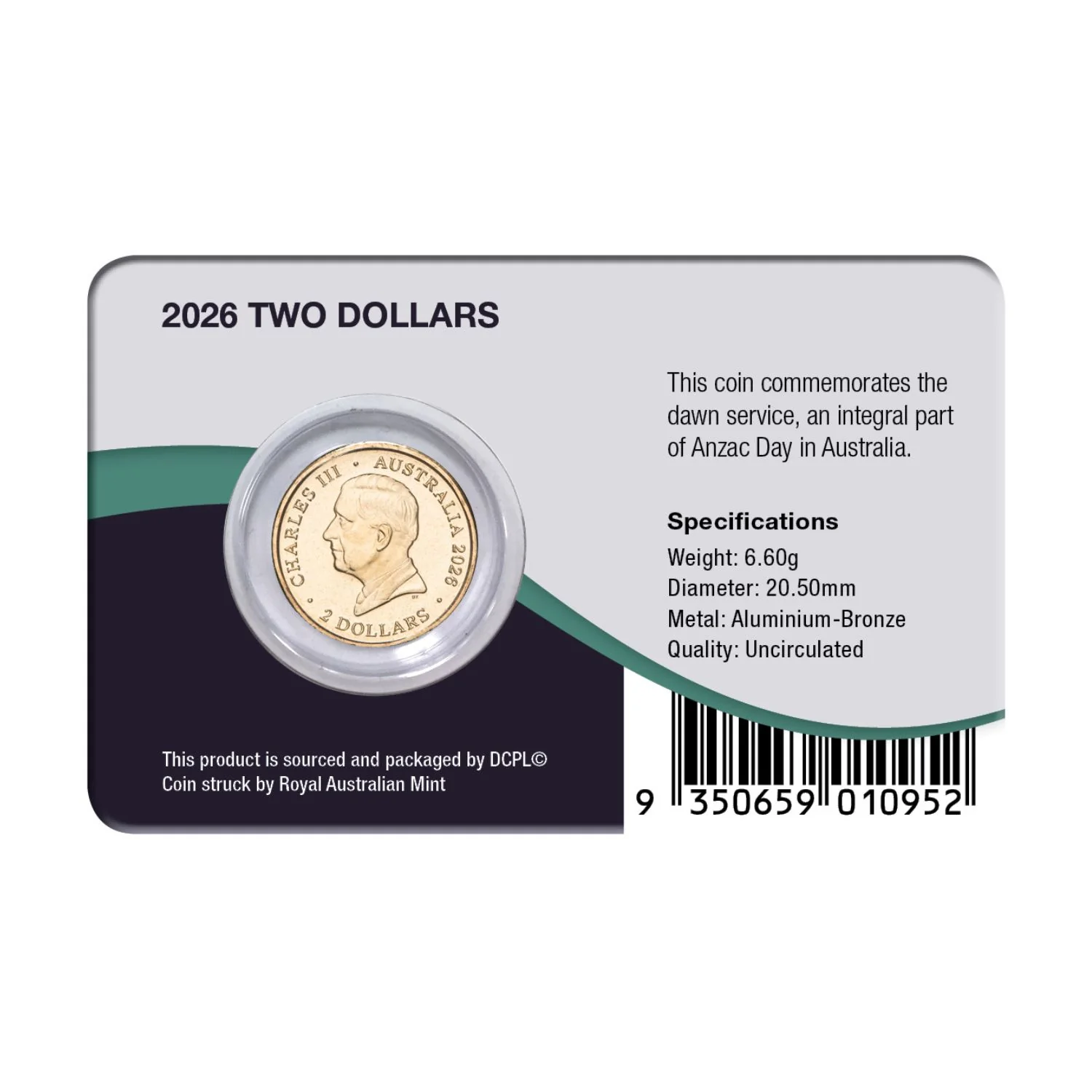 Australia 2026 $2 Dawn Service Colour Aluminium-Bronze Uncirculated Coin Pack - Image 2