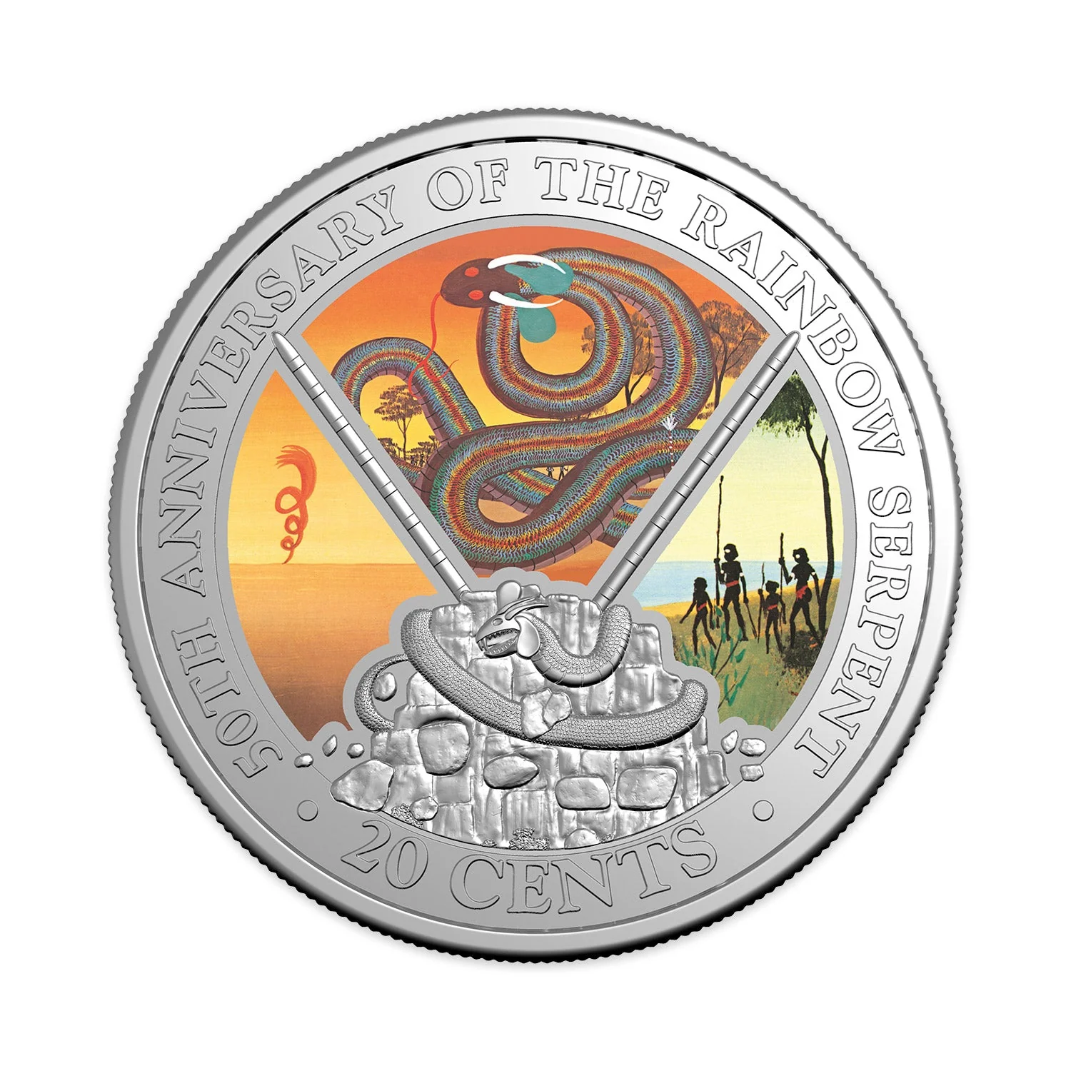 Australia 50th Anniversary The Rainbow Serpent 2025 20c Stamp & Coin Cover - Image 2