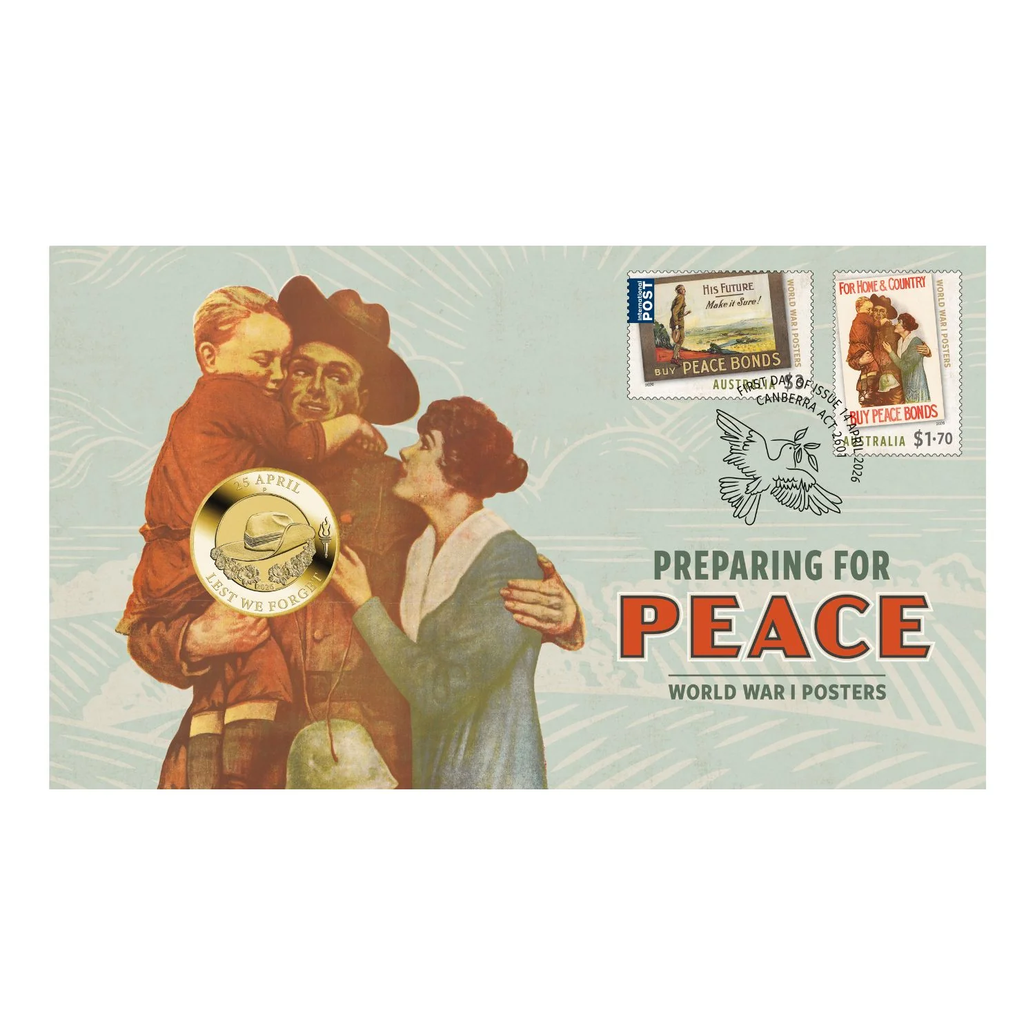 Australia Preparing for Peace 2026 $1 Stamp & Coin Cover