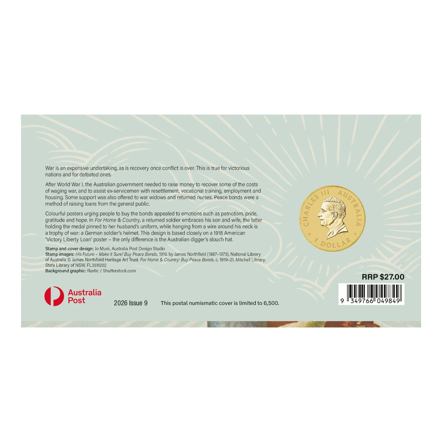 Australia Preparing for Peace 2026 $1 Stamp & Coin Cover - Image 4