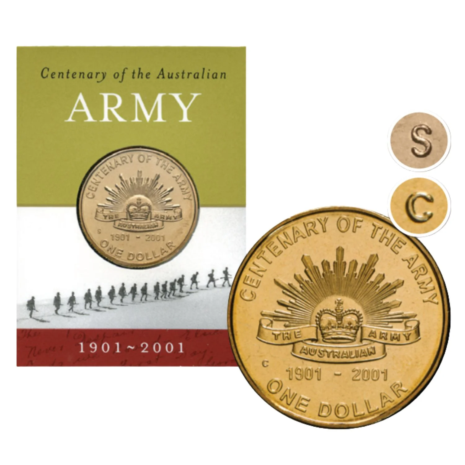 Australia Army Centenary 2001 $1 Aluminium-Bronze Uncirculated Coin (Mintmark of our choice)