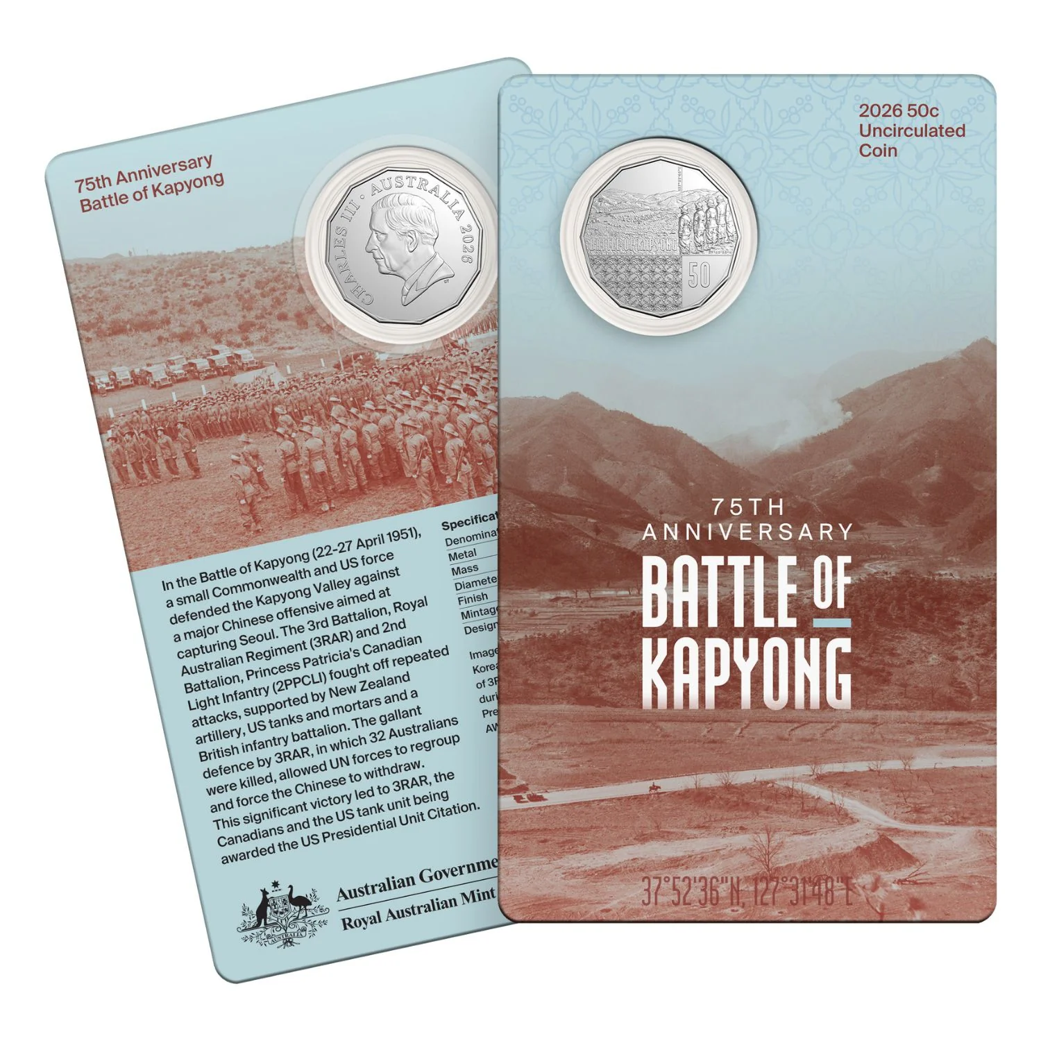 Australia Battle of Kapyong 75th Anniversary 2026 50c Cupro-Nickel Uncirculated Coin - Image 4