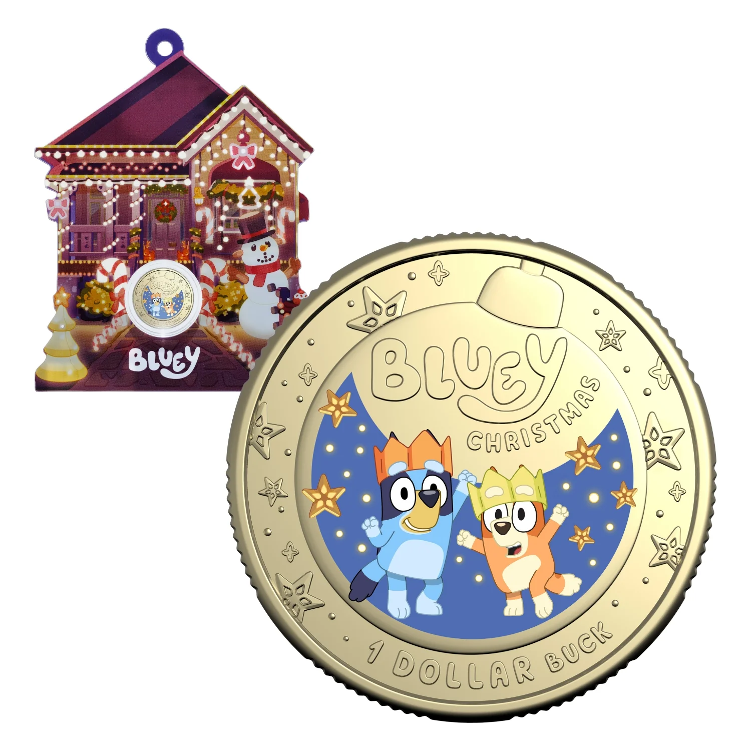 Australia Bluey Christmas 2025 $1 Decoration Colour Aluminium-Bronze Uncirculated Coin