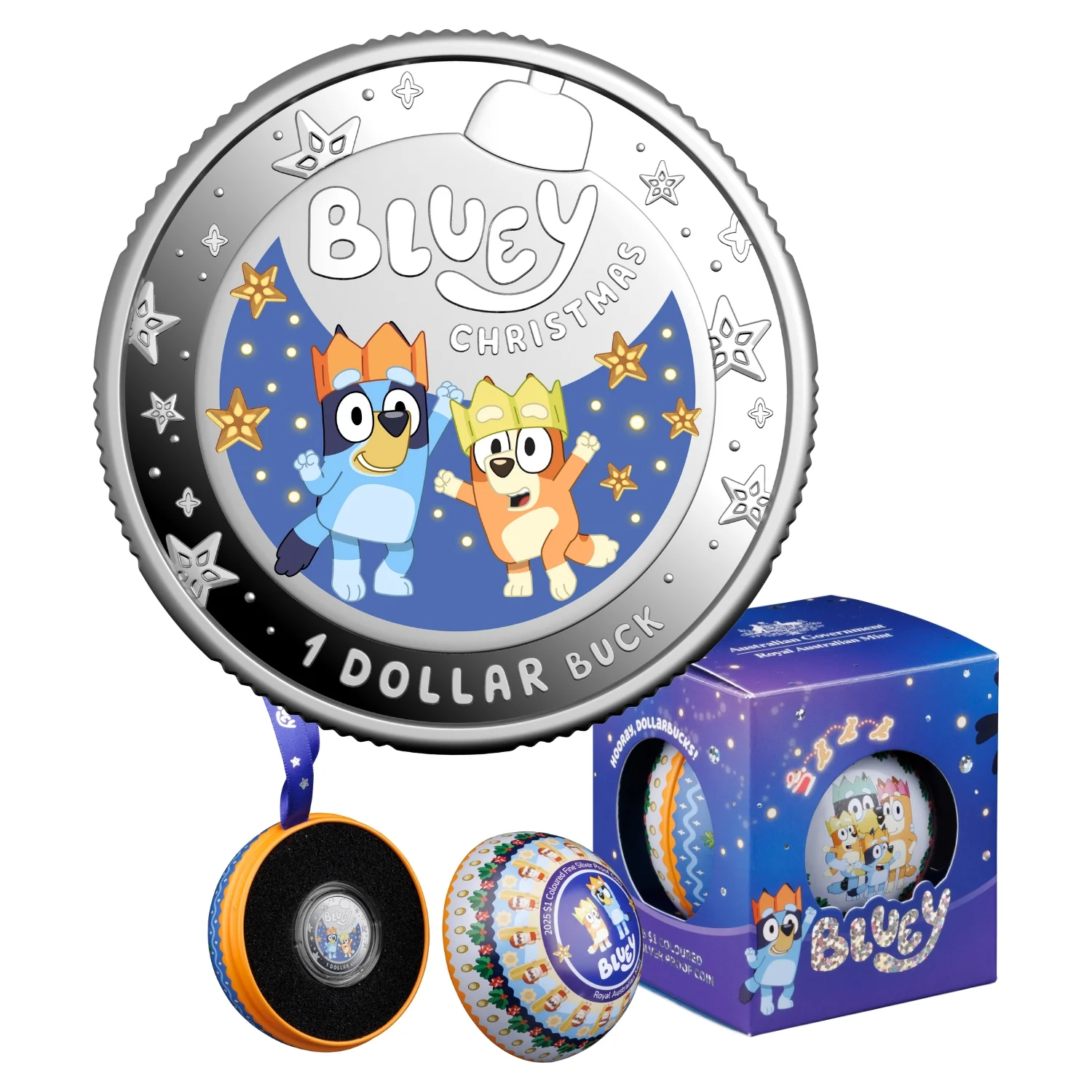 Australia Bluey Christmas 2025 $1 Decoration Colour Silver Proof Coin