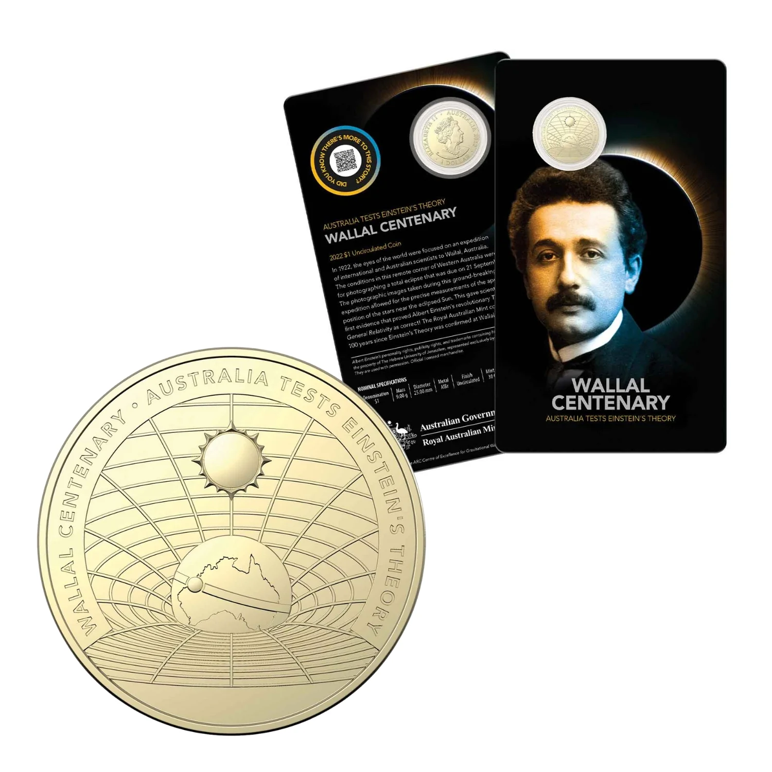Australia Centenary of the Validation on Einstein’s Theory of Relativity 2022 $1 Uncirculated Coin