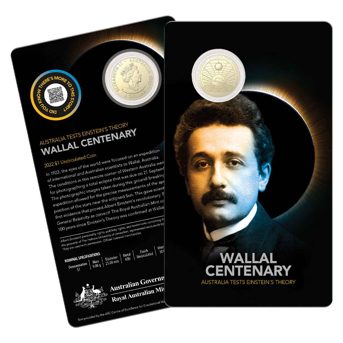 Australia Centenary of the Validation on Einstein’s Theory of Relativity 2022 $1 Uncirculated Coin - Image 4