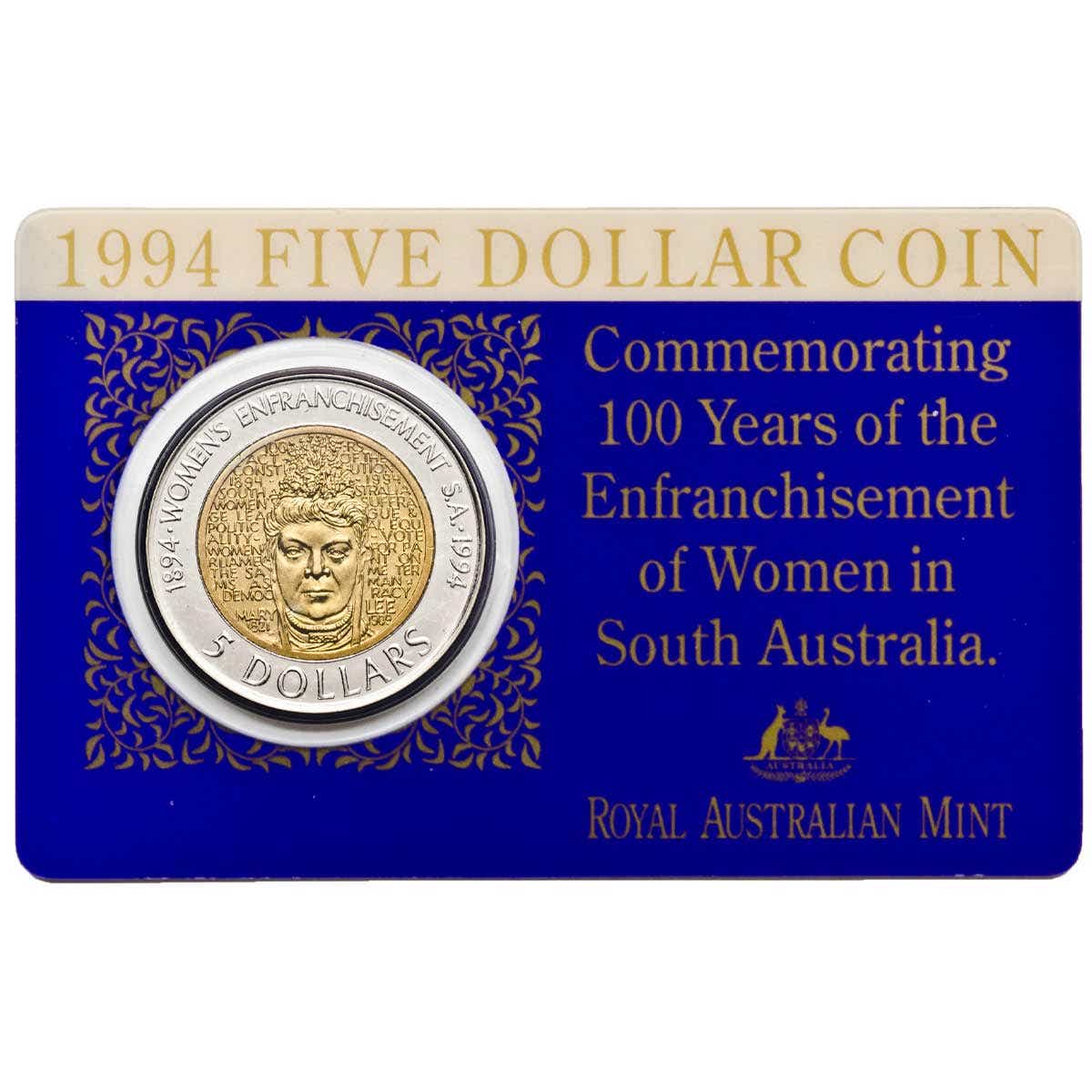 Australia Centenary of Women's Vote 1994 $5 Bimetal Uncirculated Coin x100 - Image 3