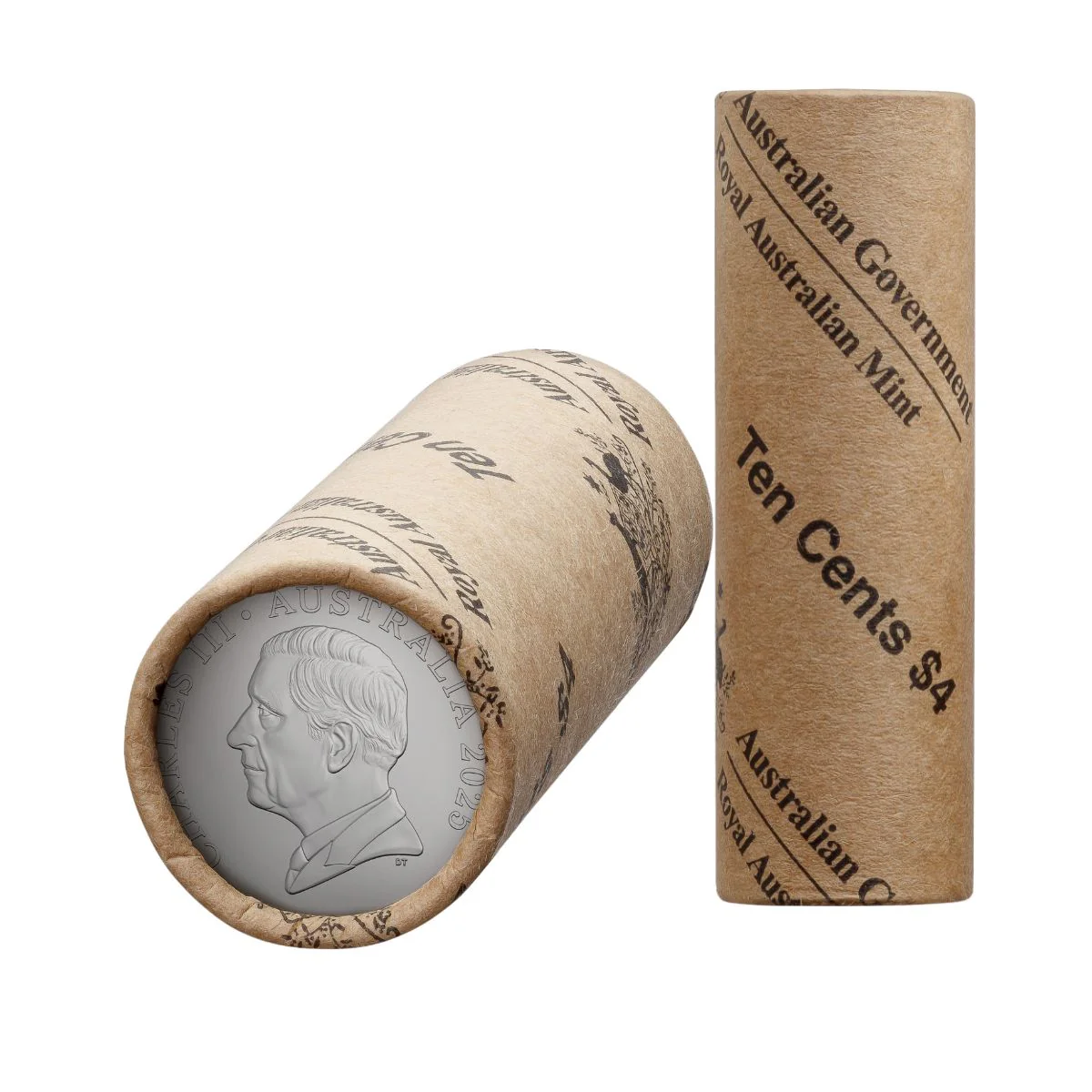 Australia Charles III 2025 10c Cupro-Nickel Uncirculated 40-Coin Heads/Heads or Tails/Tails RAM Mint Roll - Image 2