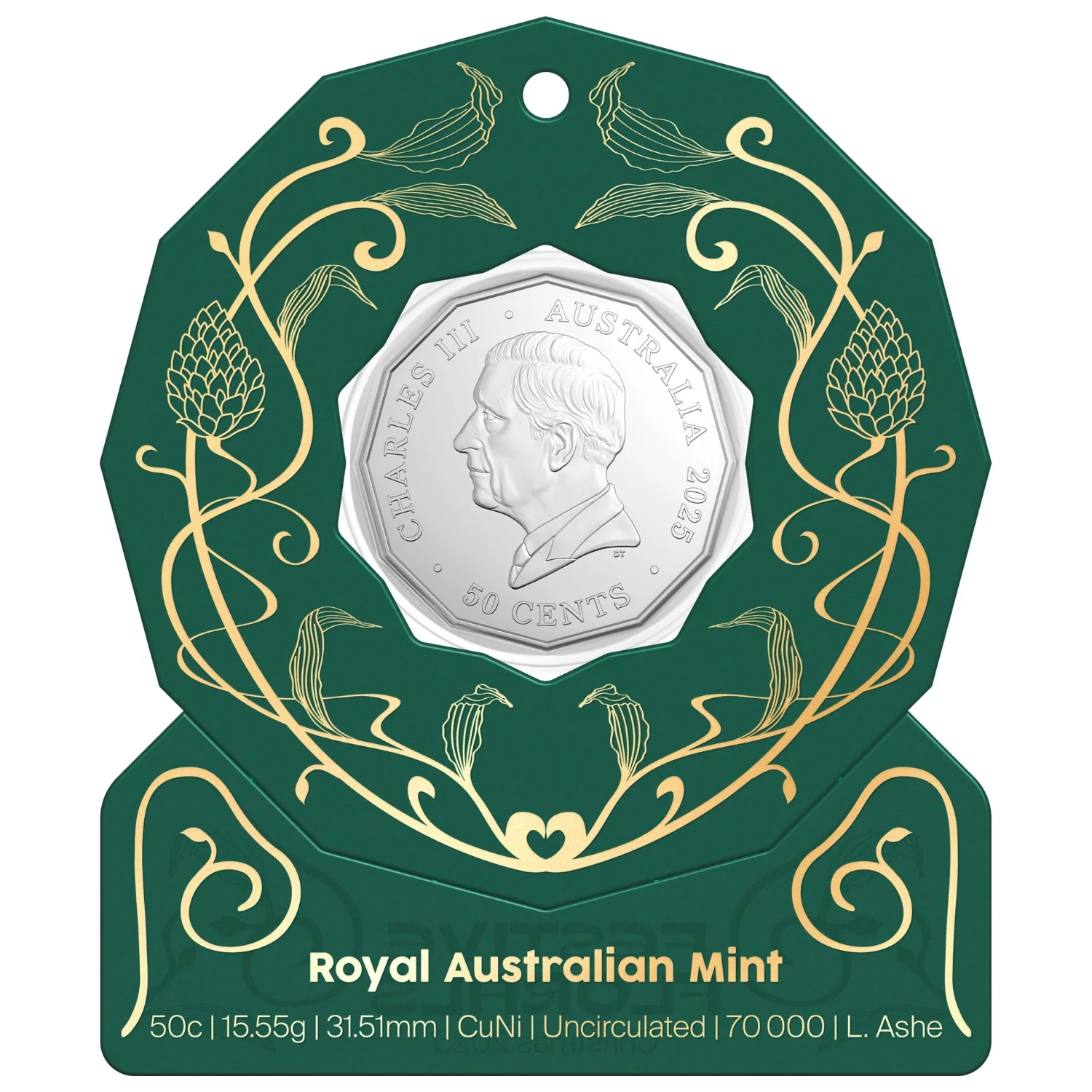 Australia Christmas Decoration 2025 50c Colour Cupro-Nickel Uncirculated Coin - Image 5