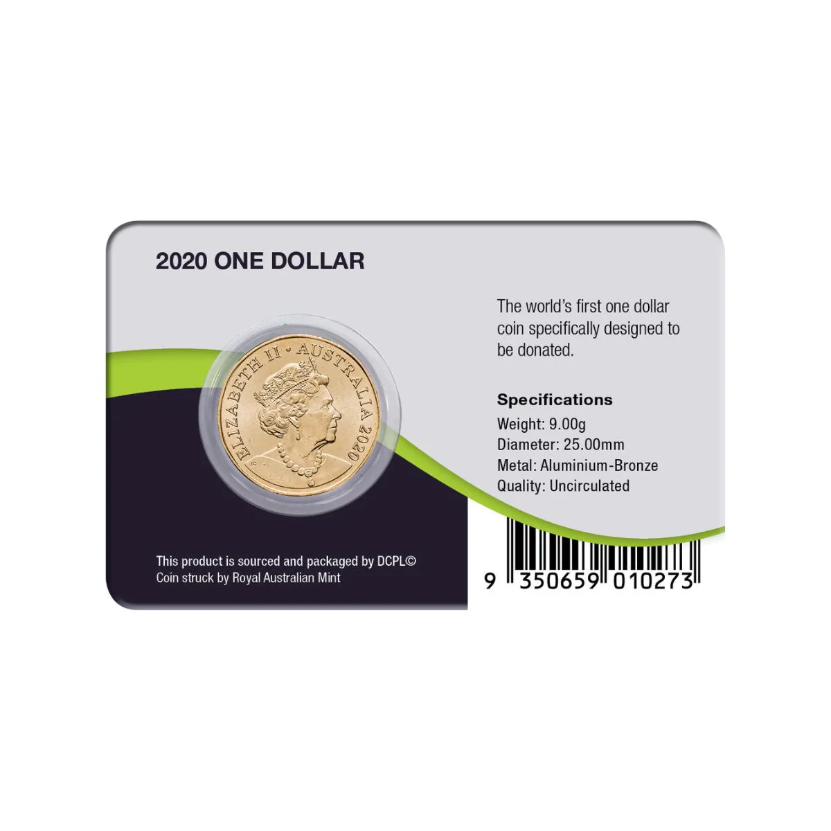 Australia Donation Dollar 2020 $1 Colour Aluminium-Bronze Uncirculated Coin Pack - Image 2