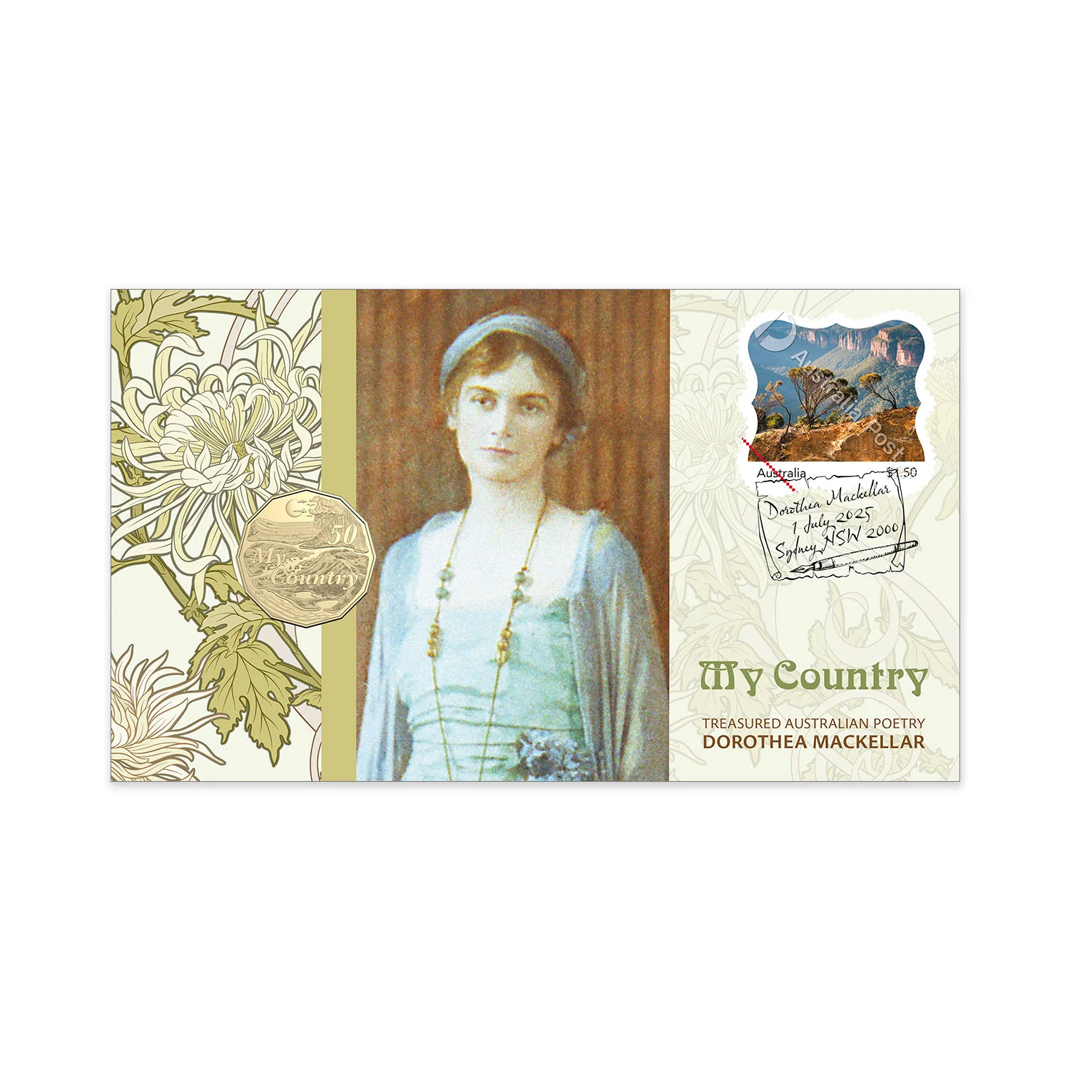 Australia Dorothea Mackellar - My Country 2025 50c Stamp & Coin Cover