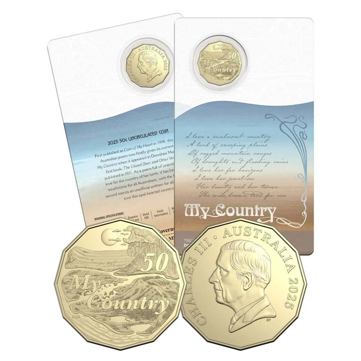 Australia Dorothea Mackellar - My Country 2025 50c Uncirculated Coin