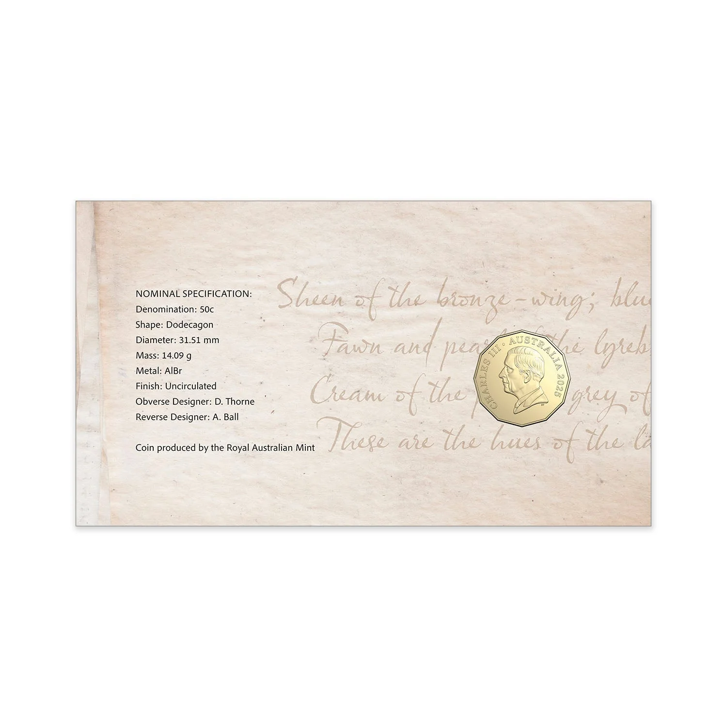 Australia Dorothea Mackellar - The Colours of Light 2025 50c Stamp & Coin Cover - Image 5