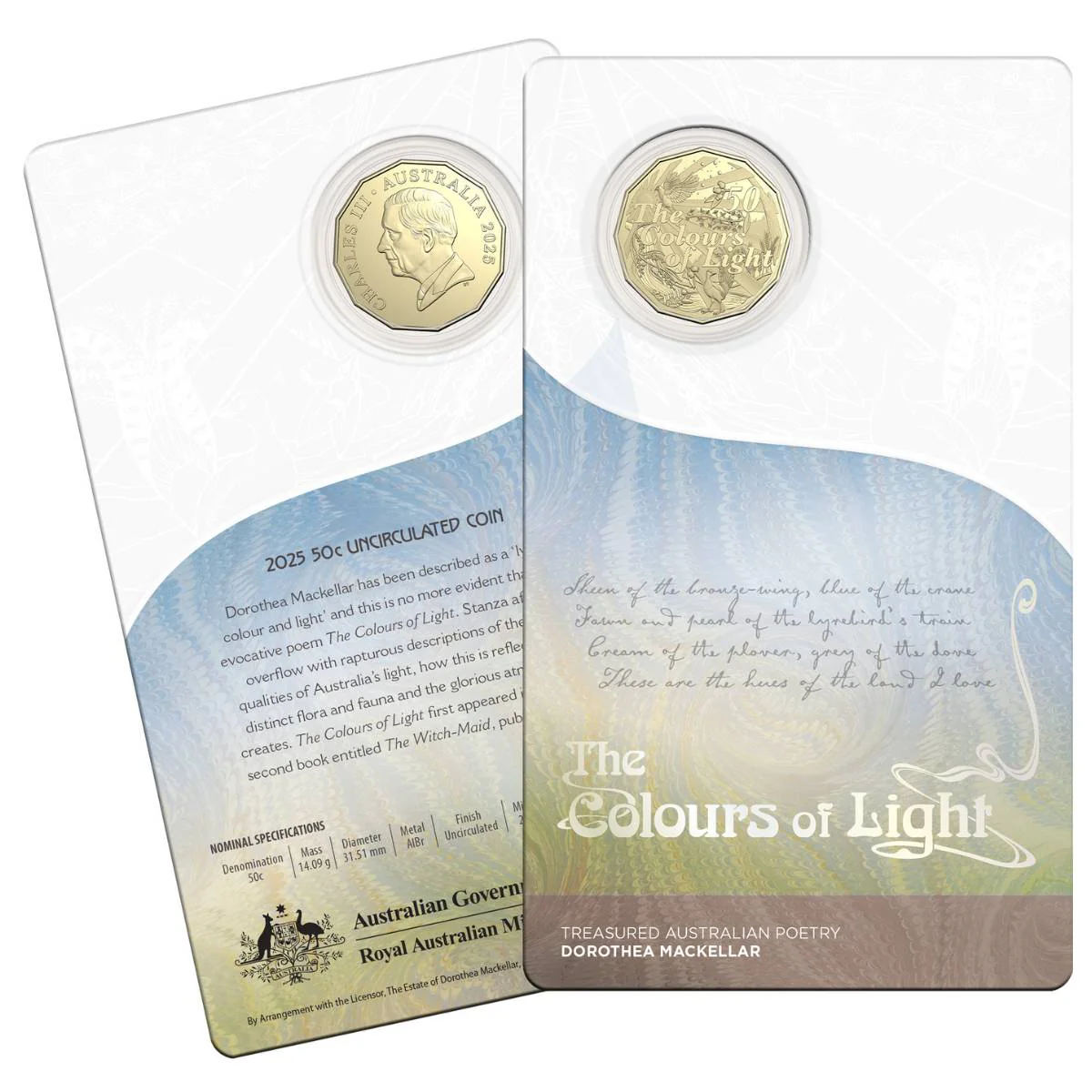 Australia Dorothea Mackellar - The Colours of Light 2025 50c Uncirculated Coin - Image 4