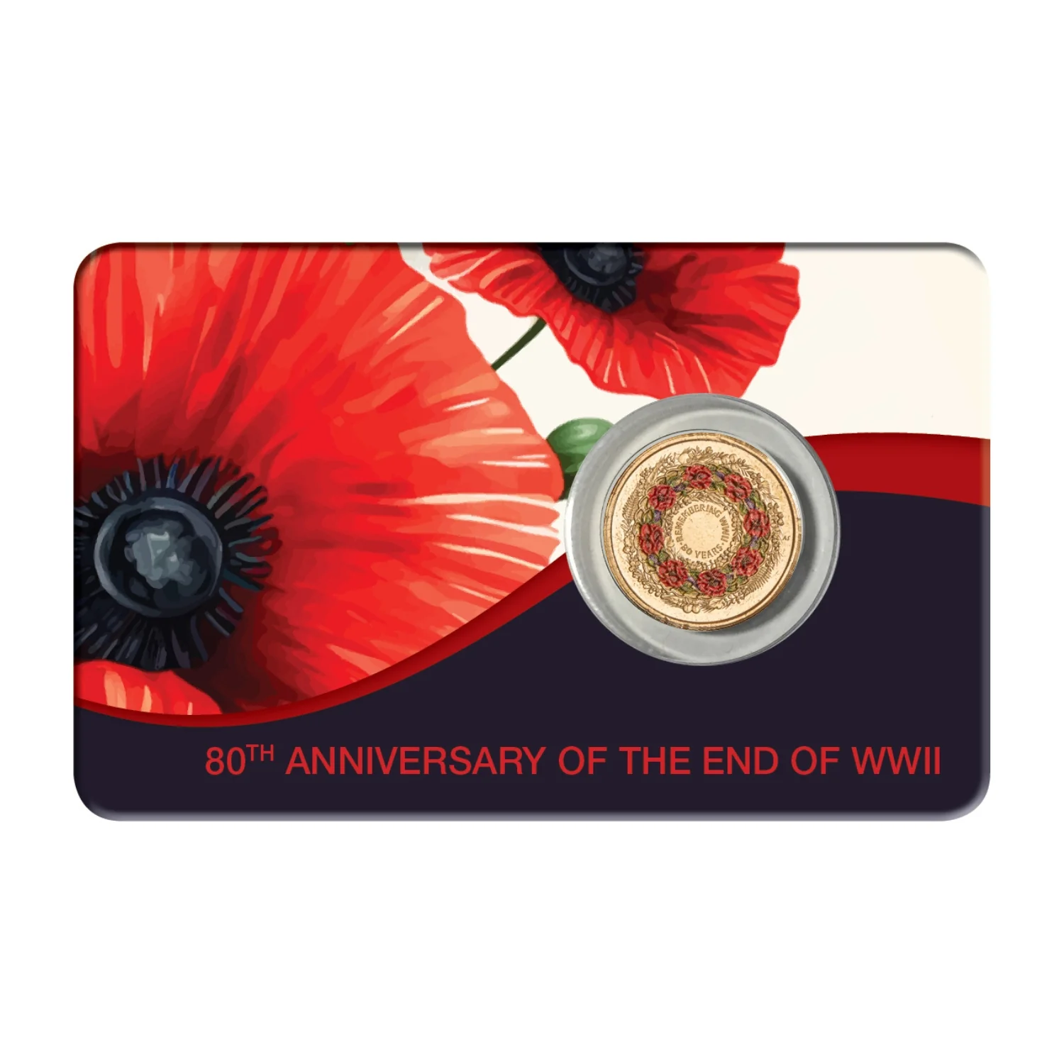 Australia WWII 80th Anniversary Poppy Wreath 2025 $2 Colour Aluminium-Bronze Uncirculated Coin Pack