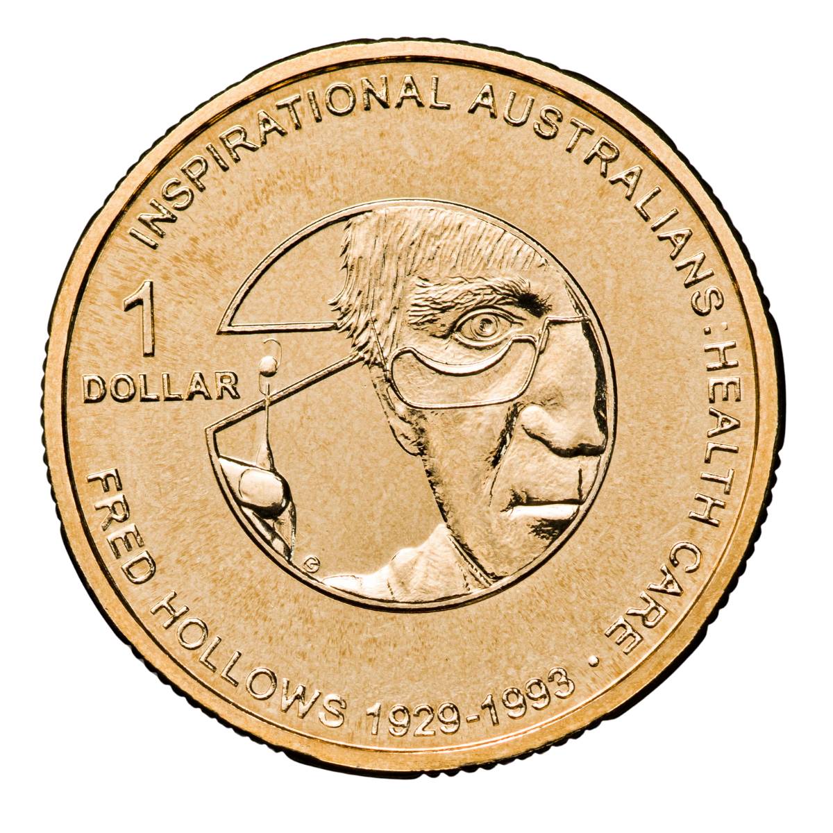 Australia Fred Hollows 2010 $1 Aluminium-Bronze Uncirculated Coin