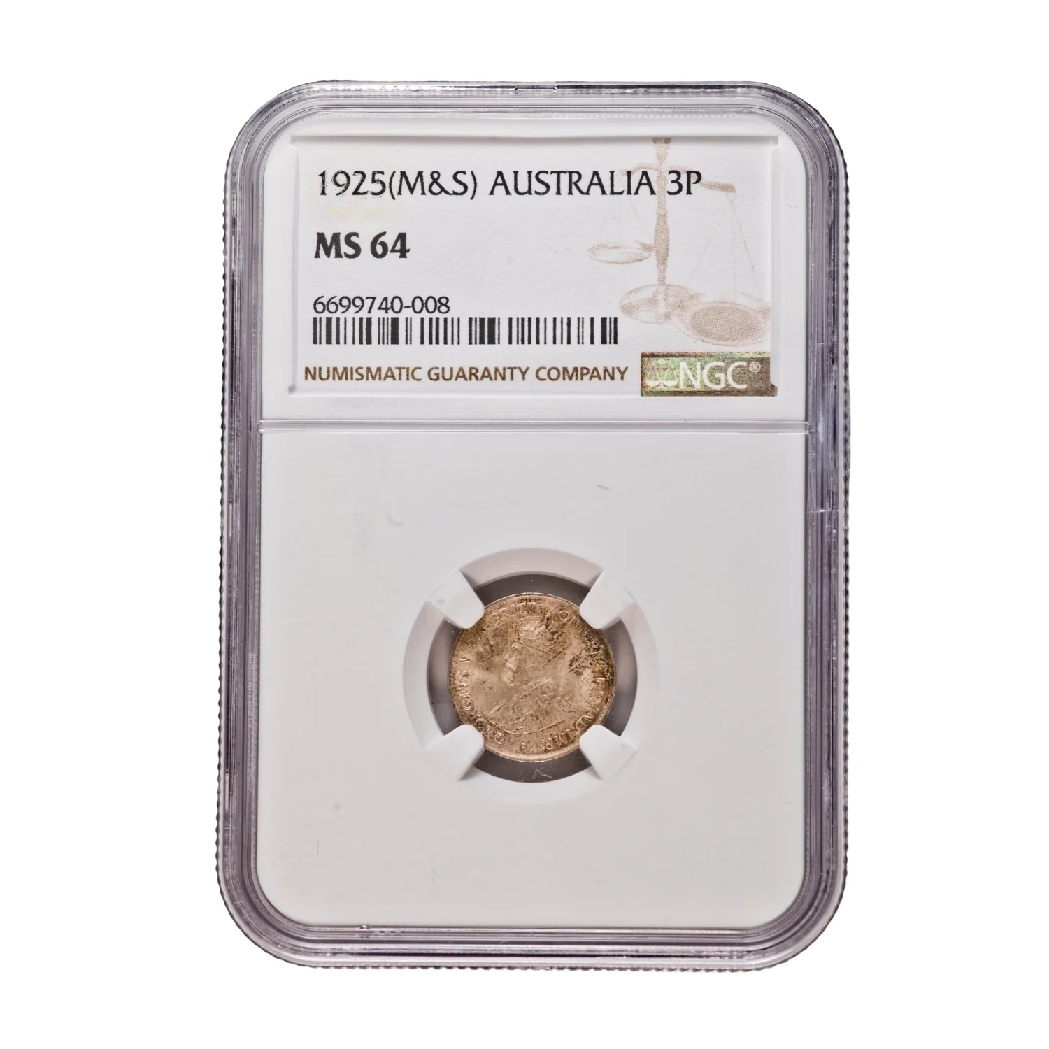 Australia George V 1925 Threepence NGC MS64 (Choice Uncirculated)