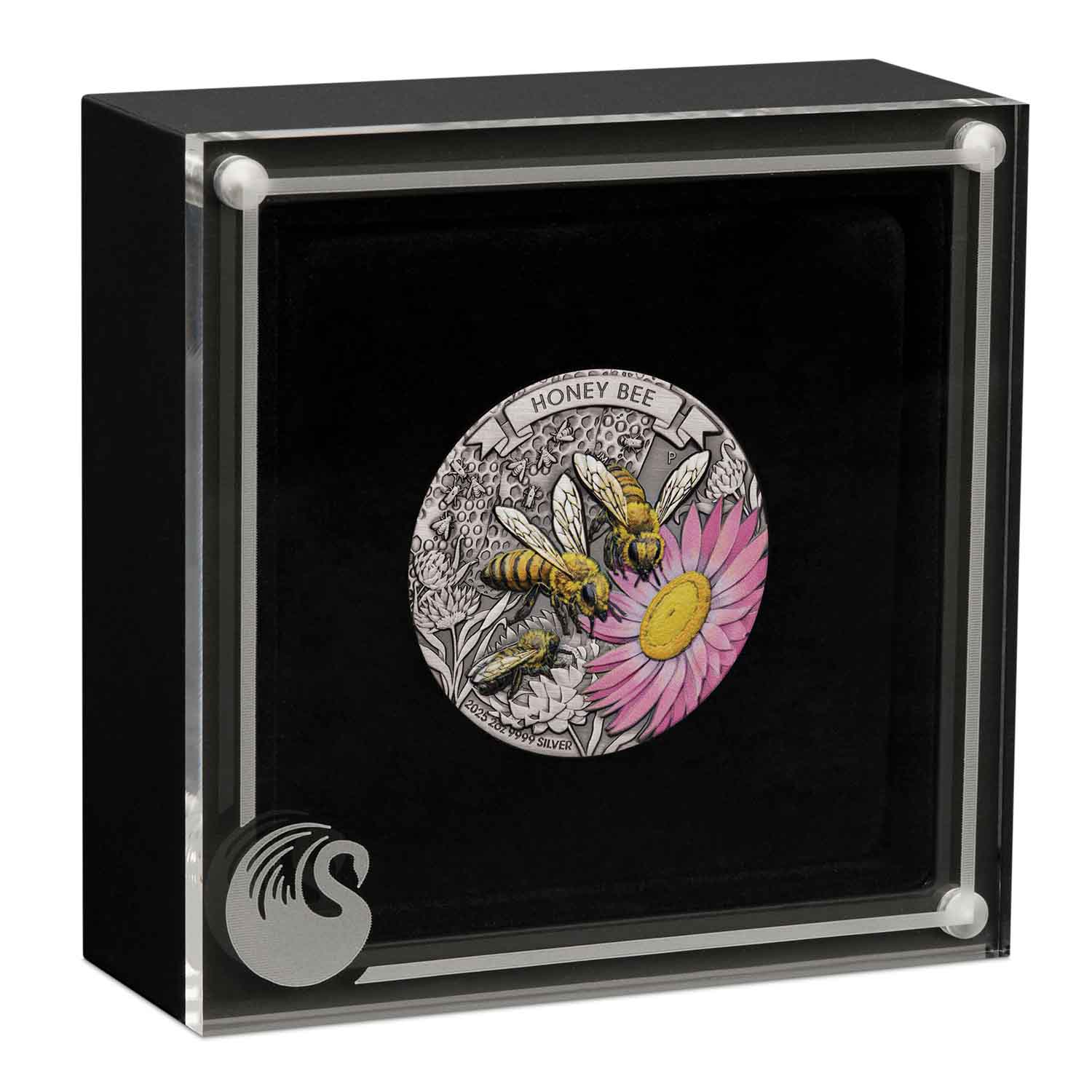 Australia Honey Bee 2025 $2 Colour 2oz Silver Antique Coin - Image 3