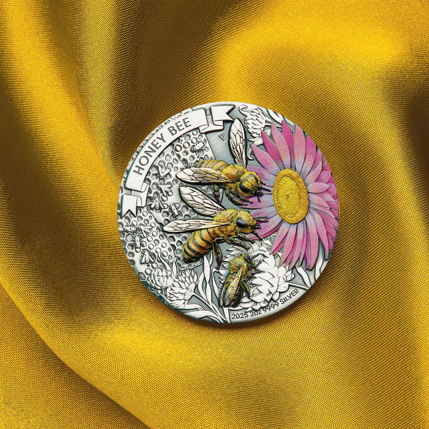 Australia Honey Bee 2025 $2 Colour 2oz Silver Antique Coin - Image 5