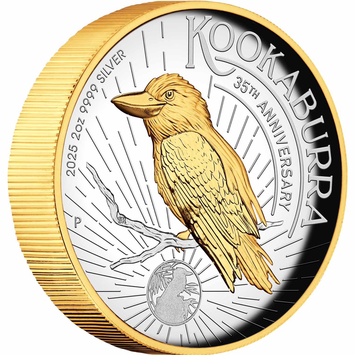 Australia Kookaburra 35th Anniversary 2025 $2 High Relief Gold-plated 2oz Silver Proof Coin
