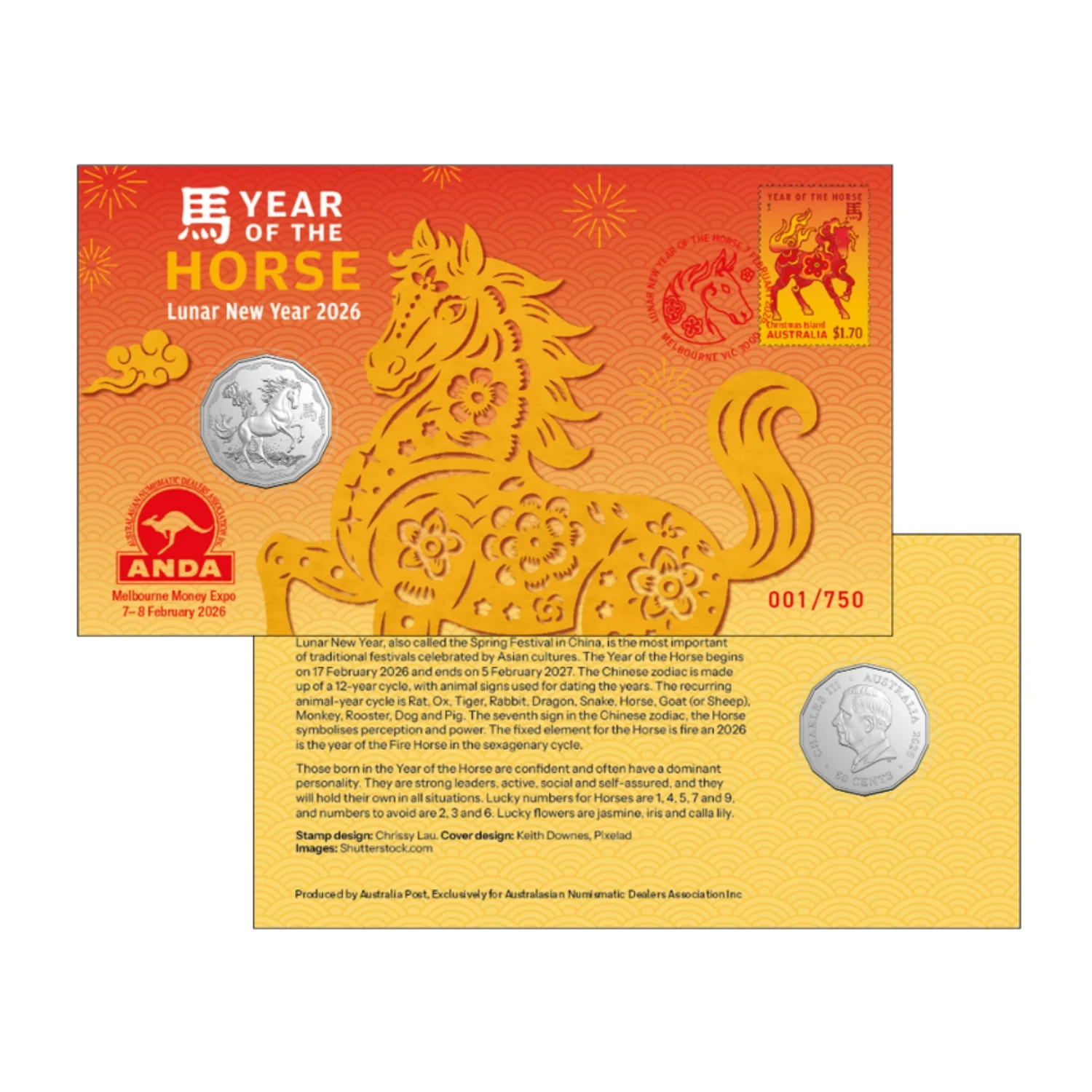Australia ANDA Melbourne Money Expo 2026 50c Year of the Horse Stamp & Coin Cover - Image 4