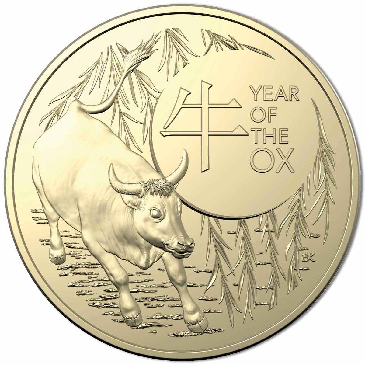 Australia Lunar Year of the Ox 2021 $1 Aluminium-Bronze Uncirculated 2-Coin Set - Image 3