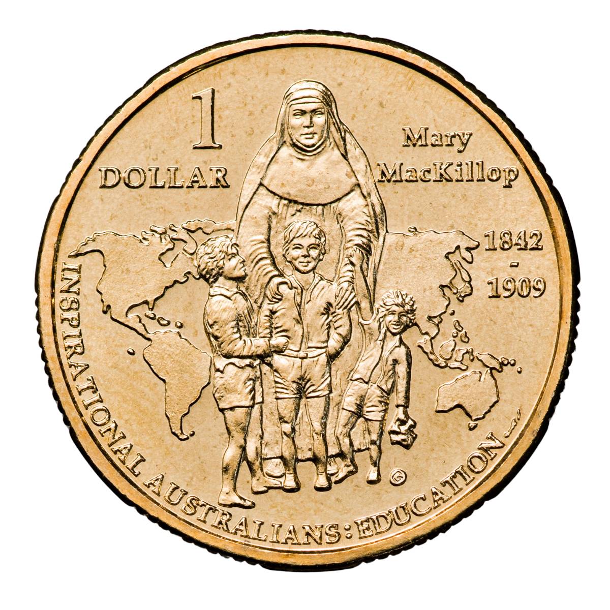 Australia Mary MacKillop 2008 $1 Aluminium-Bronze Uncirculated Coin