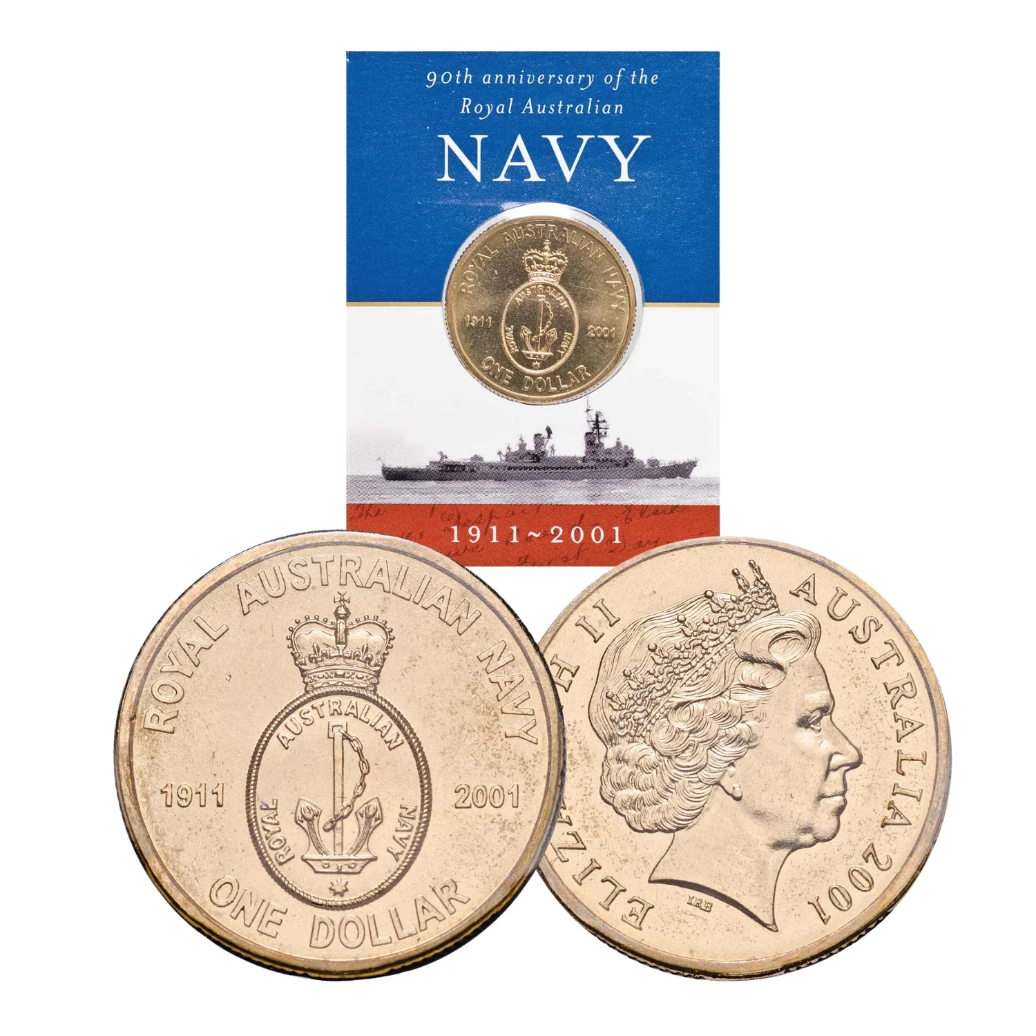 Australia Navy 90th Anniversary 2001 $1 Aluminium-Bronze Uncirculated Coin