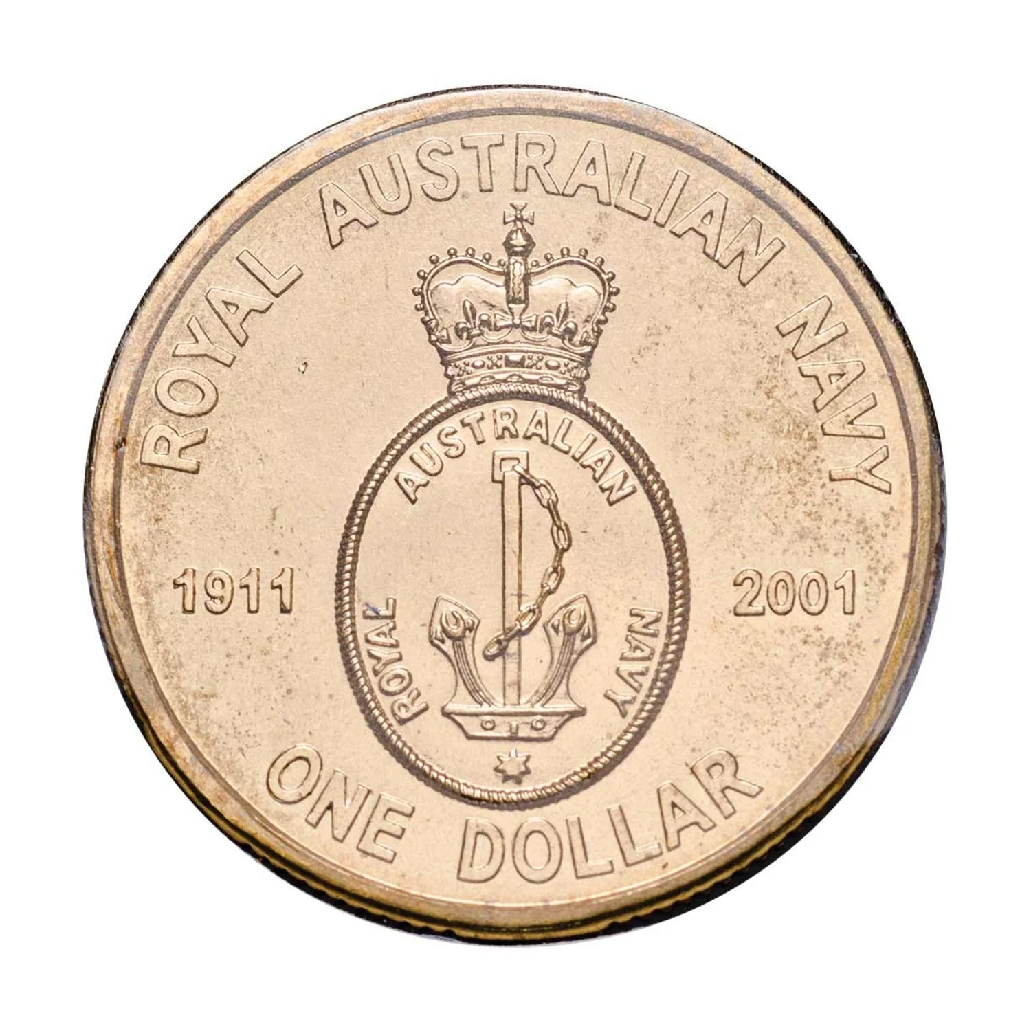 Australia Navy 90th Anniversary 2001 $1 Aluminium-Bronze Uncirculated Coin - Image 2