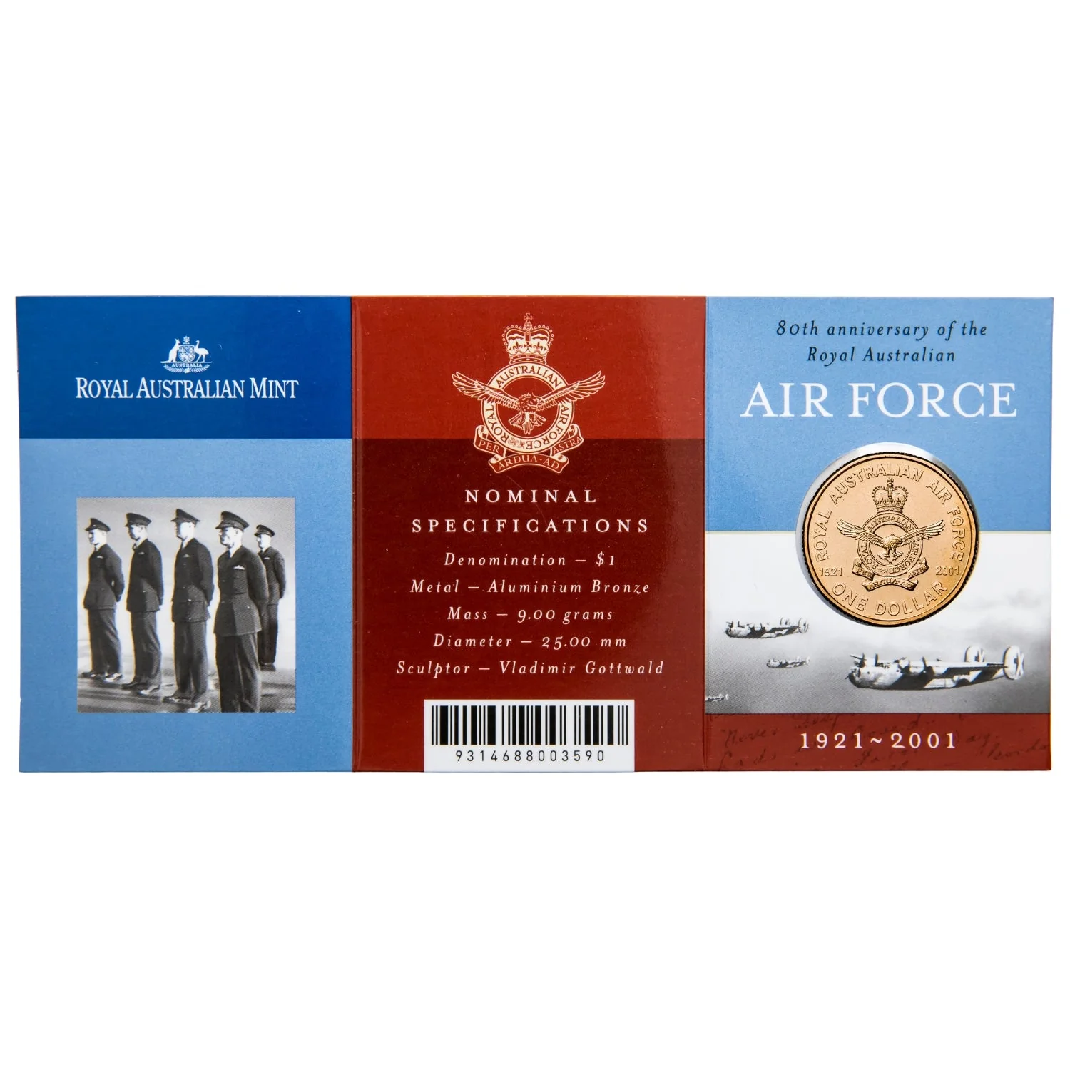 Australia RAAF 80th Anniversary 2001 $1 Aluminium-Bronze Uncirculated Coin - Image 4
