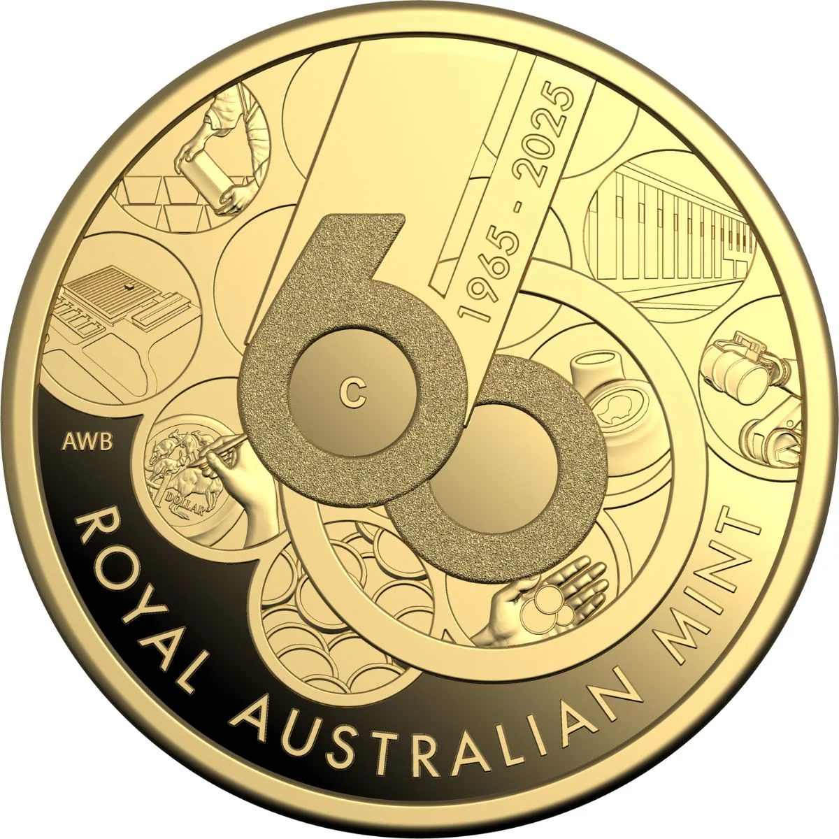 Australia Royal Australian Mint 60th Anniversary 2025 $10 C Mintmark 1/10oz Gold Proof Coin