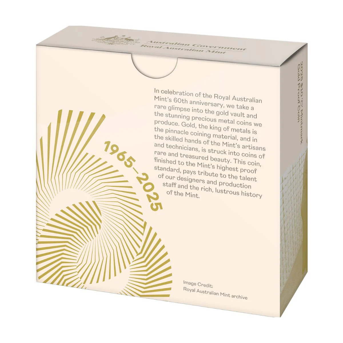 Australia Royal Australian Mint 60th Anniversary 2025 $10 C Mintmark 1/10oz Gold Proof Coin - Image 5