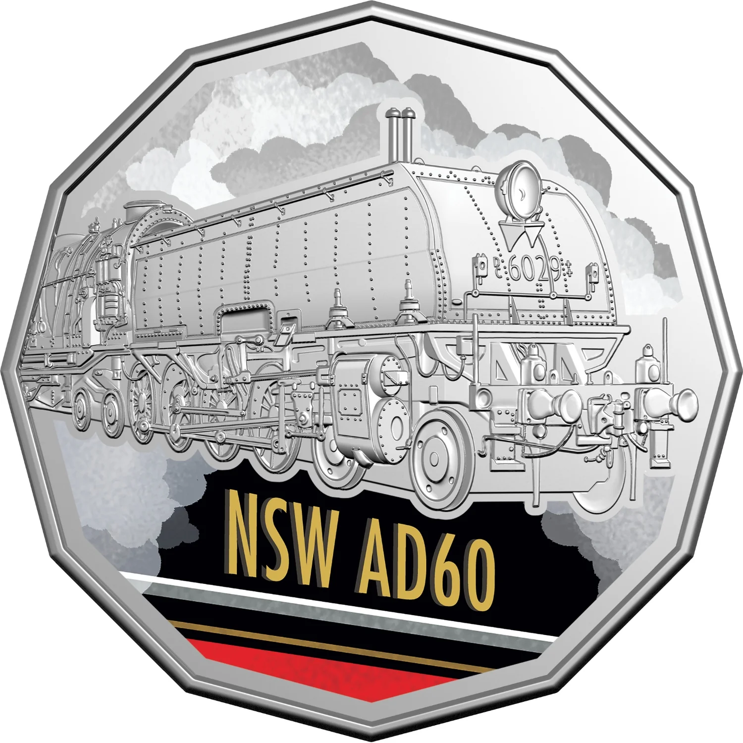 Australia Steam Giants 2025 50c NSW Government Railways AD60 Class Beyer-Garratt 6029 Colour Cupro-Nickel Uncirculated Coin - Image 2