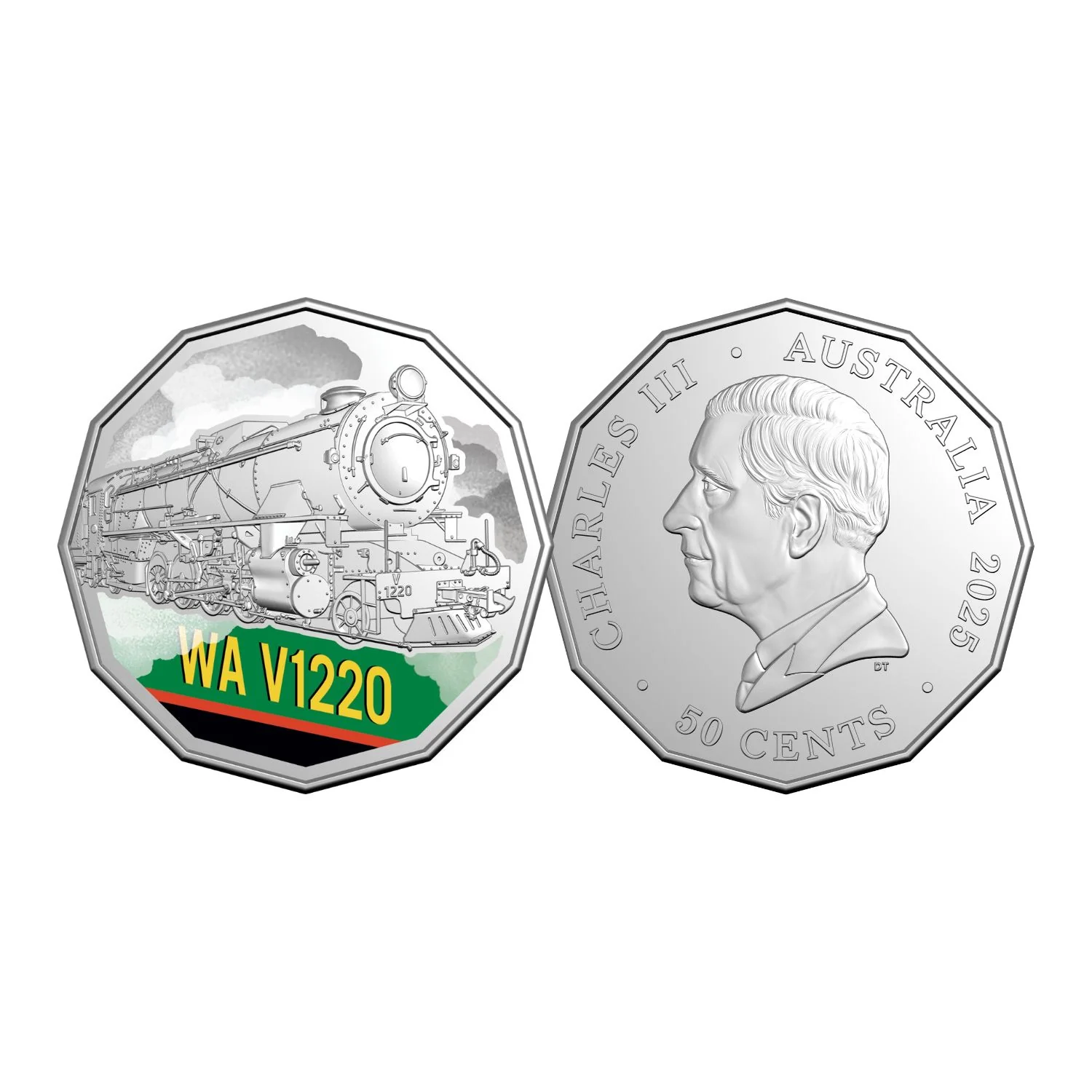 Australia Steam Giants 2025 50c Western Australian Government Railways V Class V1220 Colour Cupro-Nickel Uncirculated Coin - Image 4