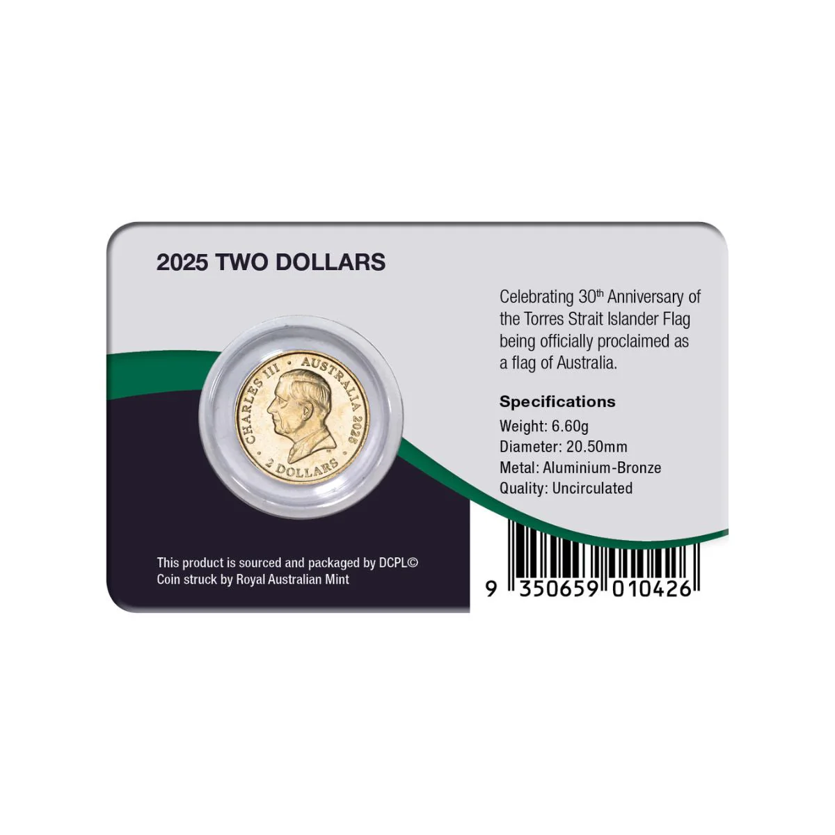 Australia Torres Strait Islander Flag 30th Anniversary 2025 $2 Aluminium-Bronze Uncirculated Coin Pack - Image 2