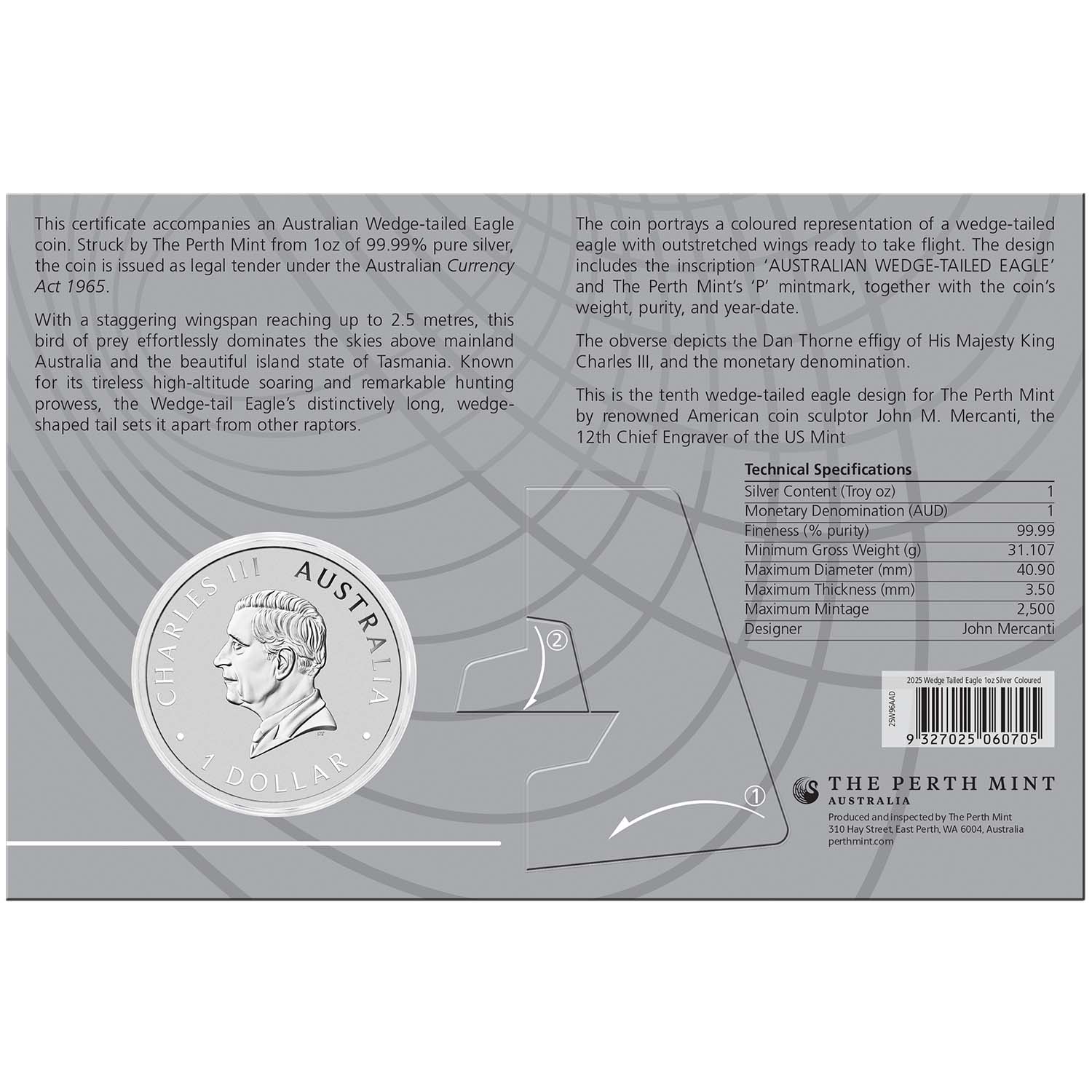 Australia Wedge-Tailed Eagle 2025 $1 Colour 1oz Silver Brilliant Uncirculated Coin - Image 3