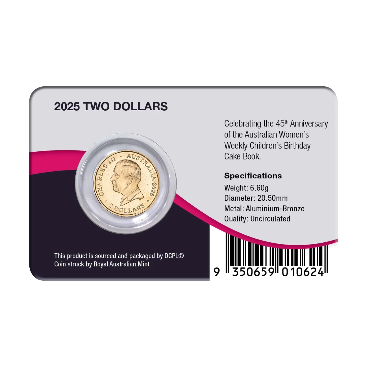 Australia Women’s Weekly Birthday Cake 2025 $2 Aluminium-Bronze Uncirculated Coin Pack - Image 2