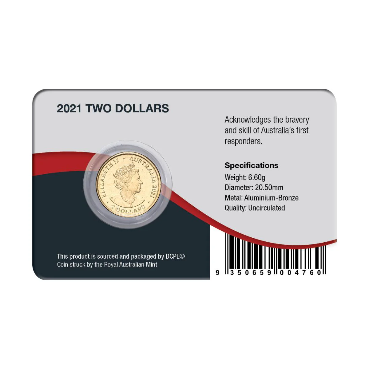 Australia Ambulance Services 2021 $2 Aluminium-Bronze Uncirculated Coin Pack - Image 2
