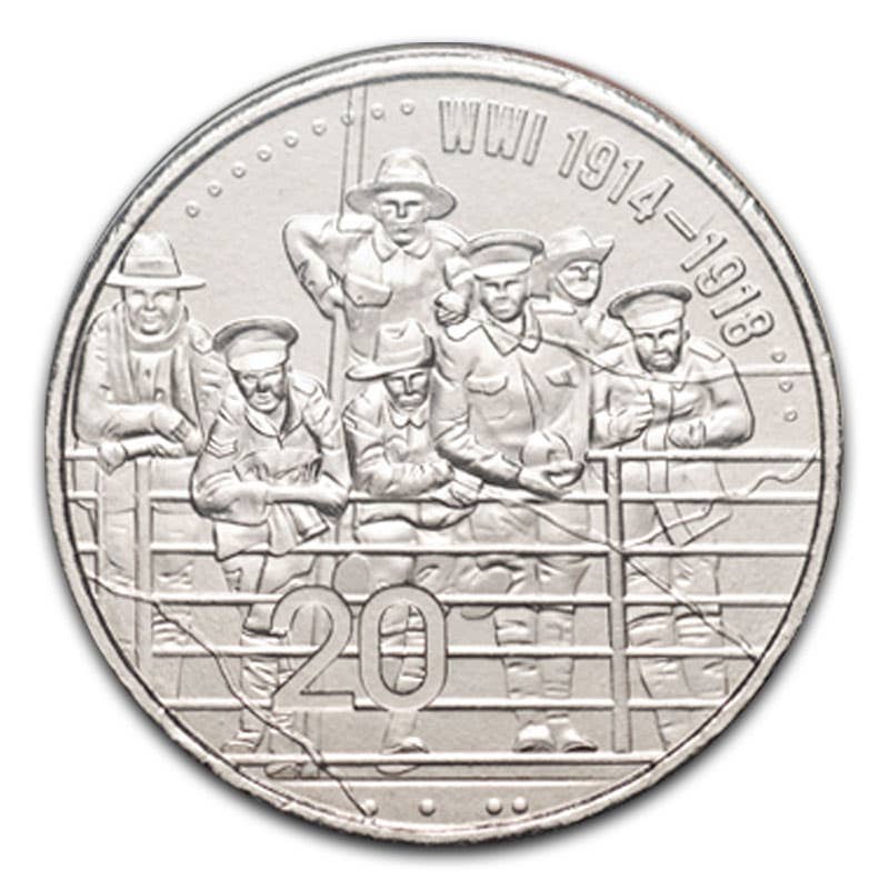 Australia 2015 20c World War I 1914-1918 Cupro-Nickel Uncirculated Coin